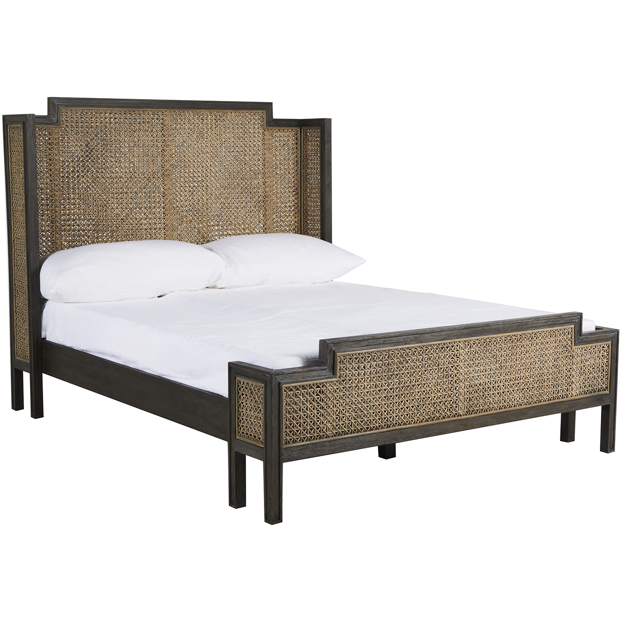 Camille Natural Gray Rattan and Cerused Ash Bed