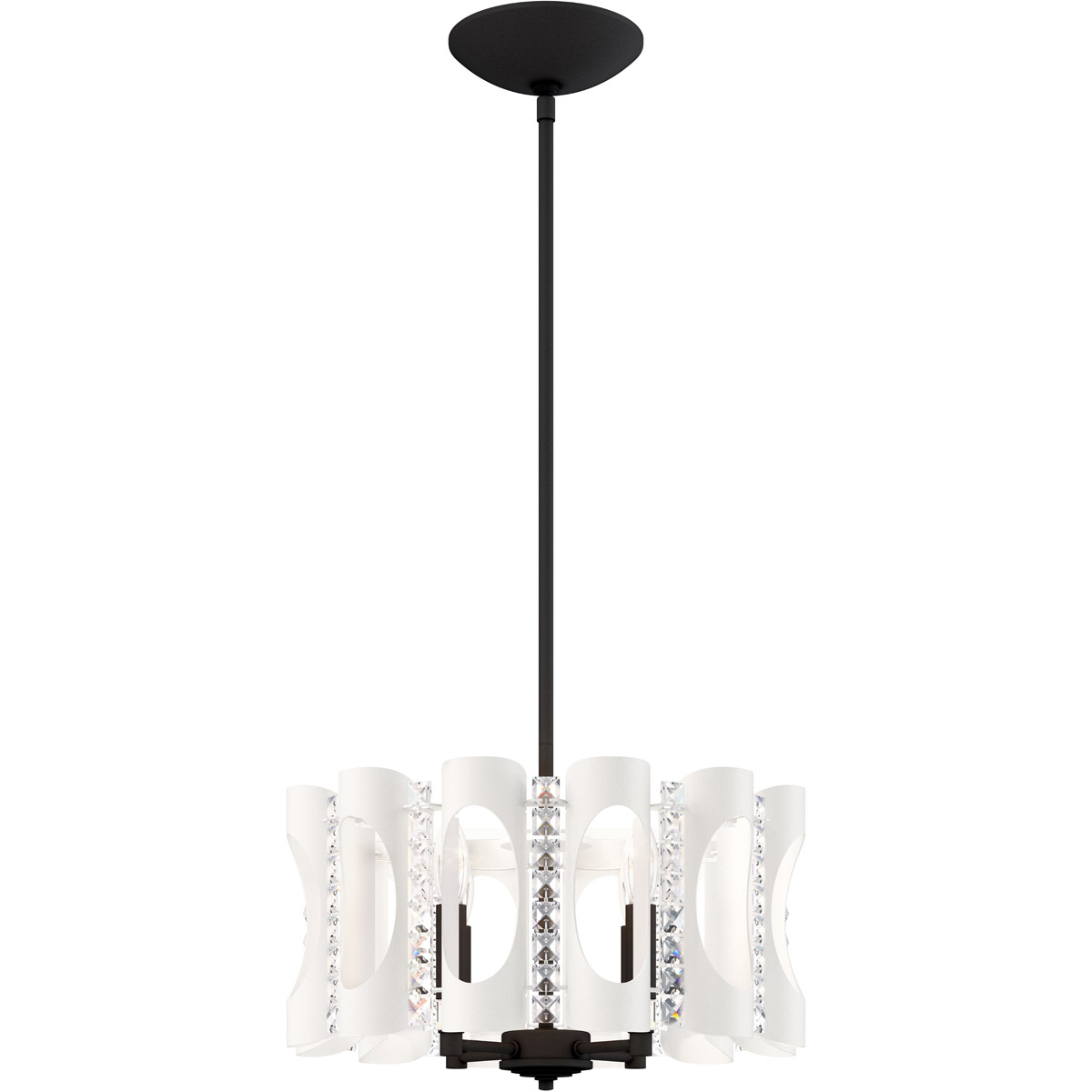 Twilight 4 Light White Pendant Ceiling Light, Adjustable Height