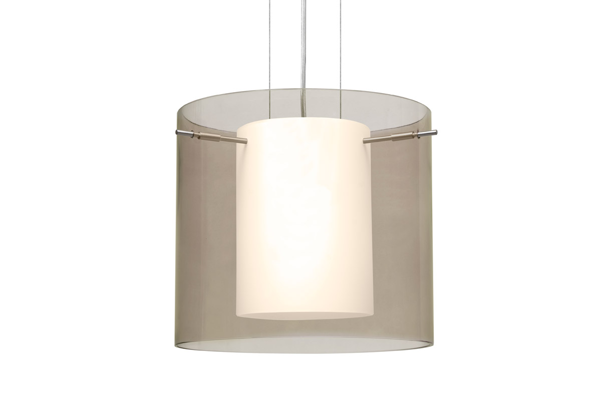 Pahu 12 1 Light Satin Nickel Pendant Ceiling Light in Incandescent, Transparent Smoke/Opal Glass