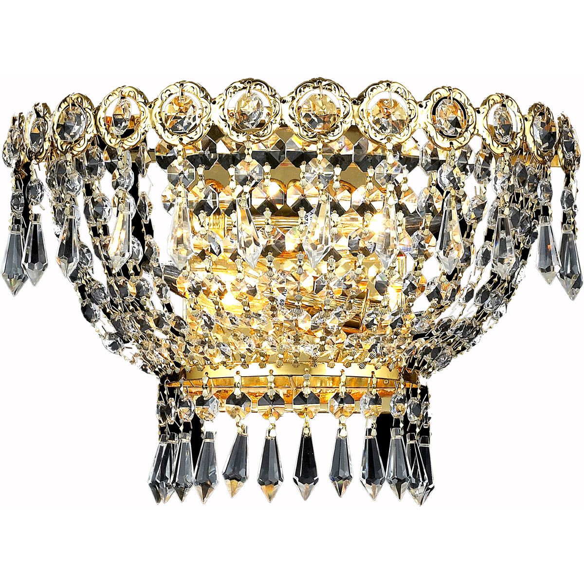 Century 2 Light 12 inch Gold Wall Sconce Wall Light in Royal Cut
