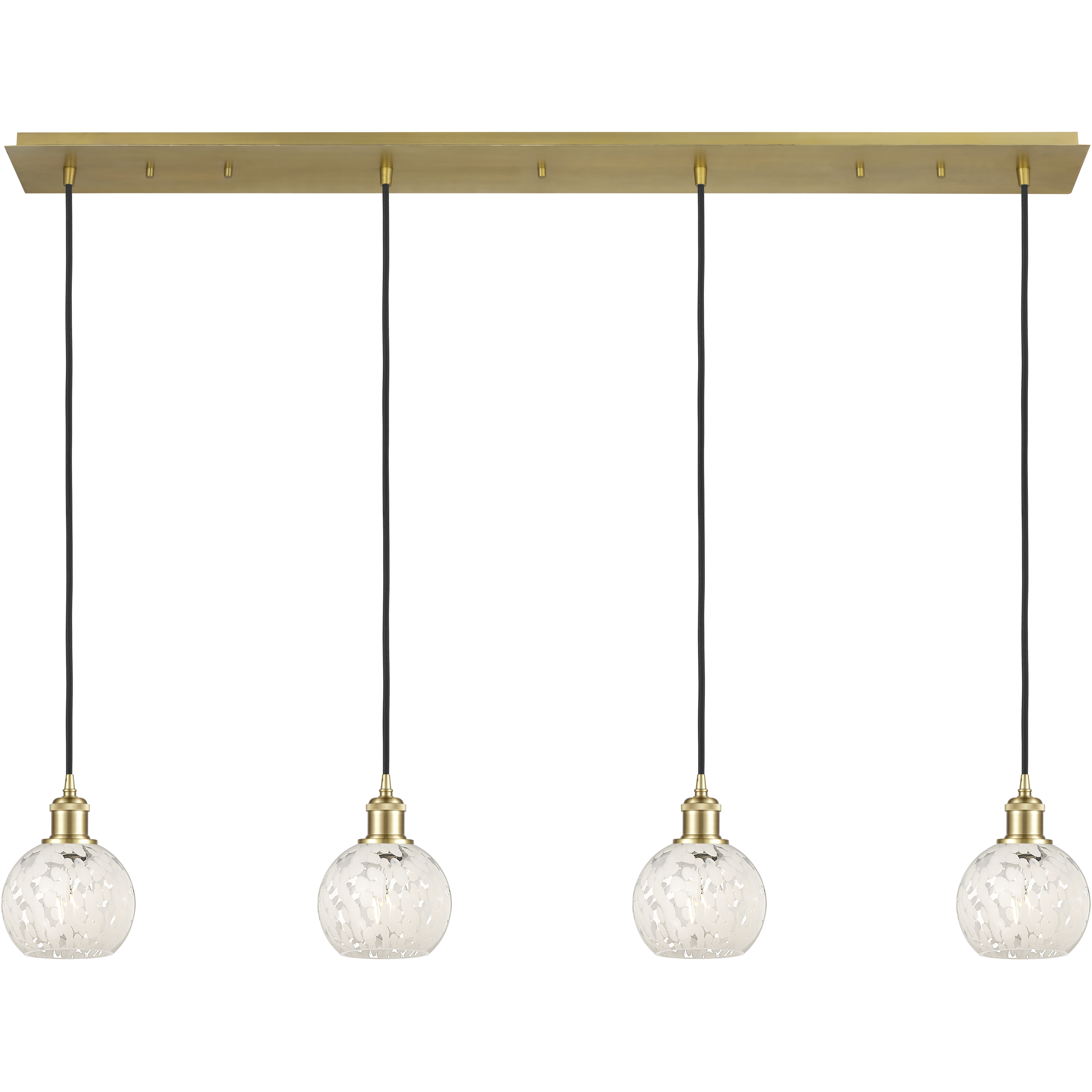 Ballston White Mouchette 4 Light 49.5 inch Satin Gold Linear Pendant Ceiling Light