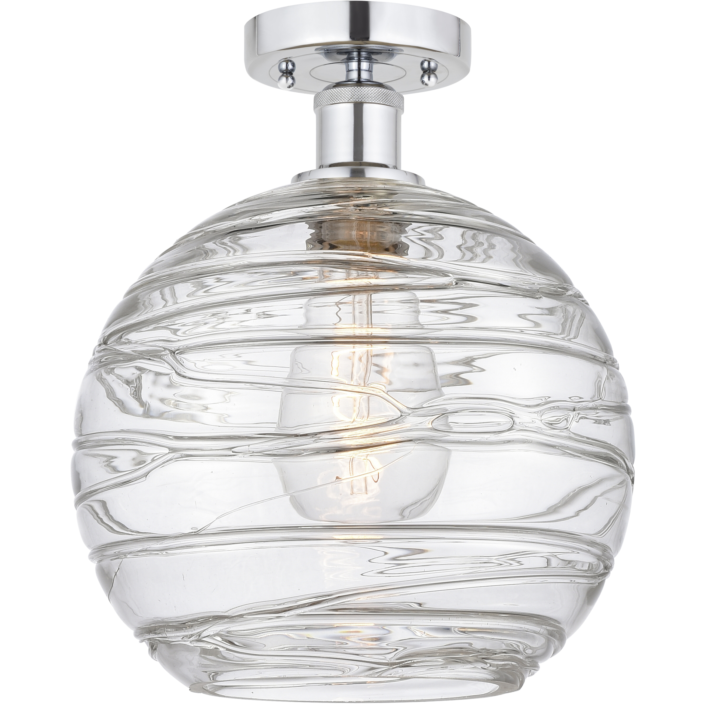 Edison Athens Deco Swirl 1 Light 10 inch Polished Chrome Semi-Flush Mount Ceiling Light