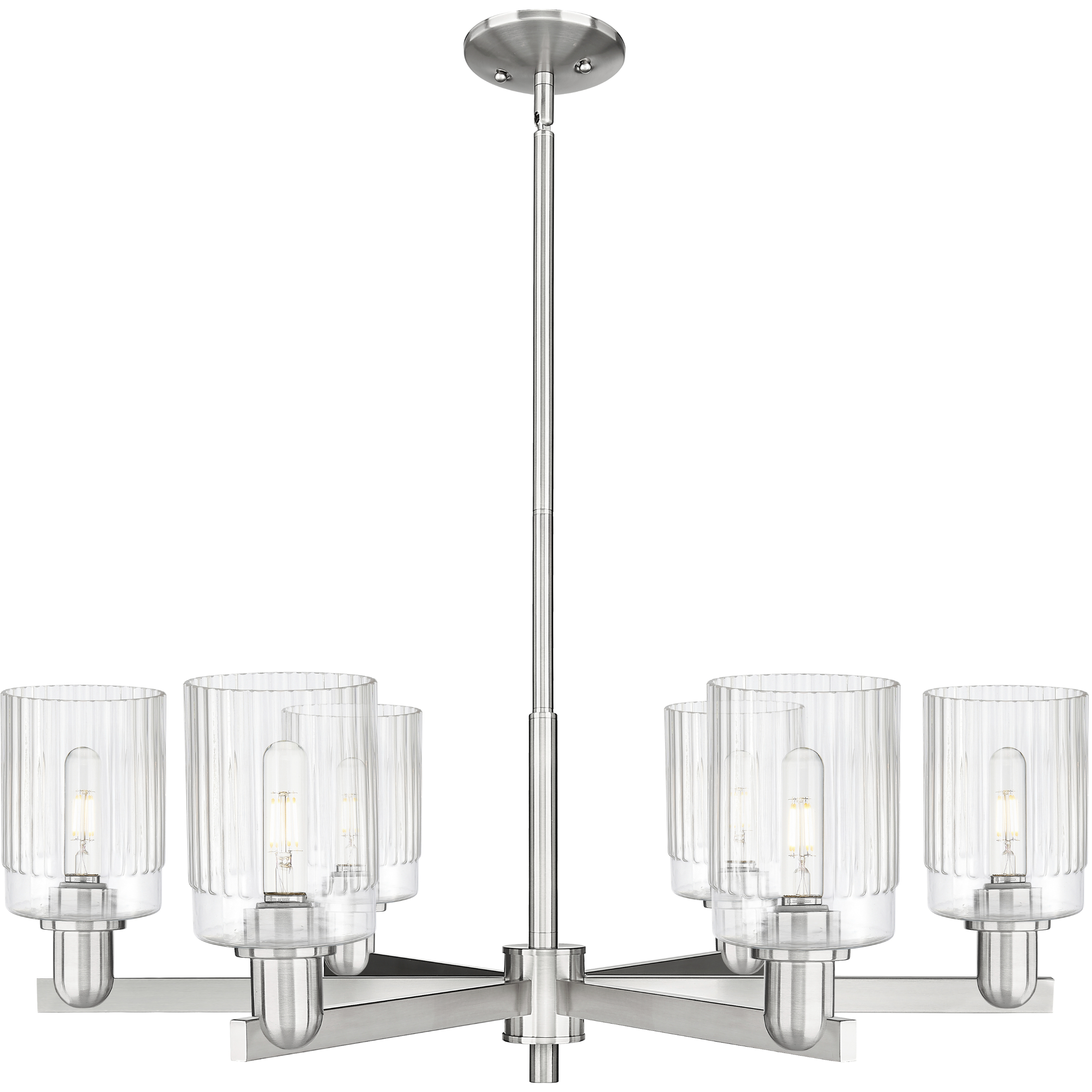 Arcadia Hadley 6 Light 34 inch Satin Nickel Chandelier Ceiling Light