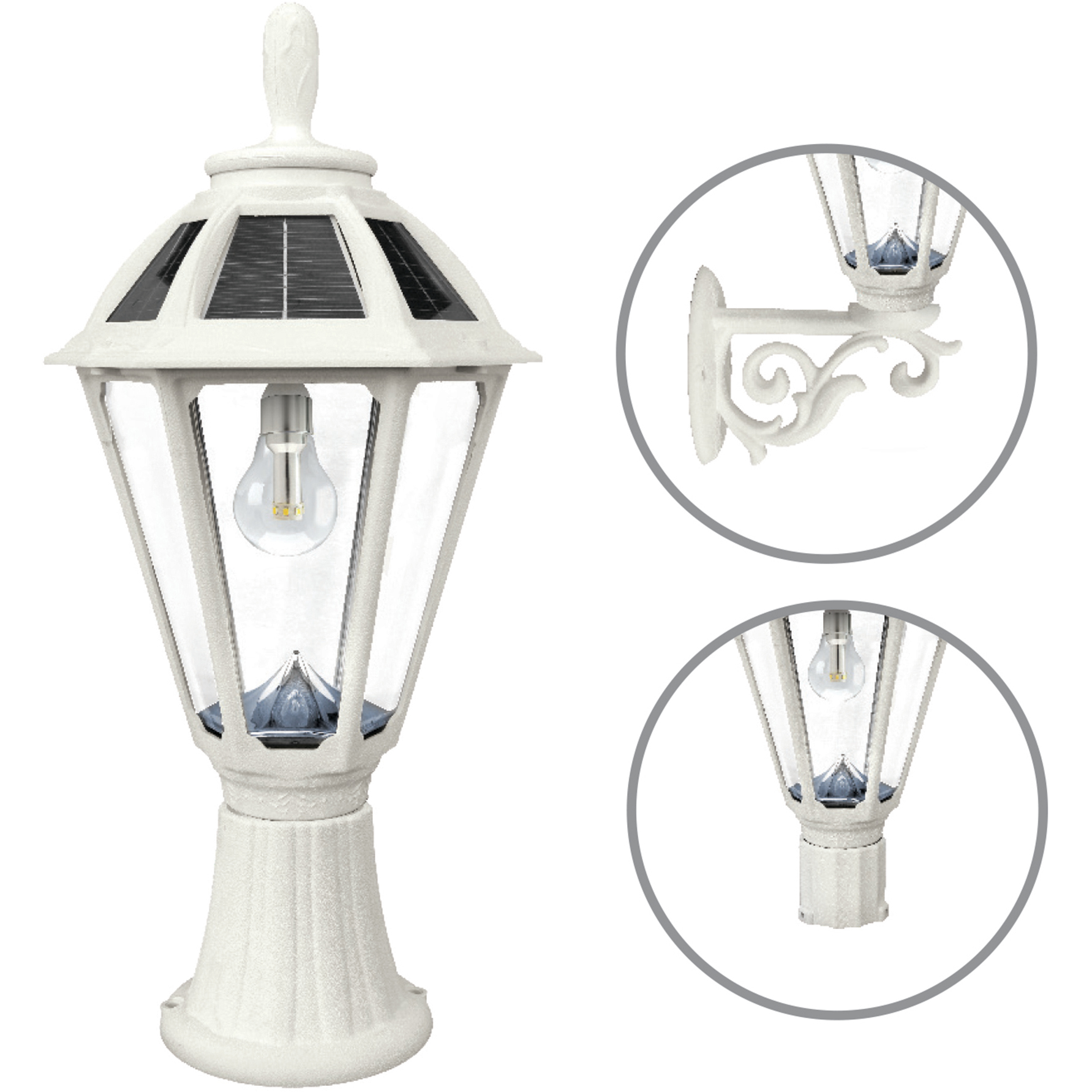 Polaris LED 19.25 inch White Outdoor Post Light, Solar