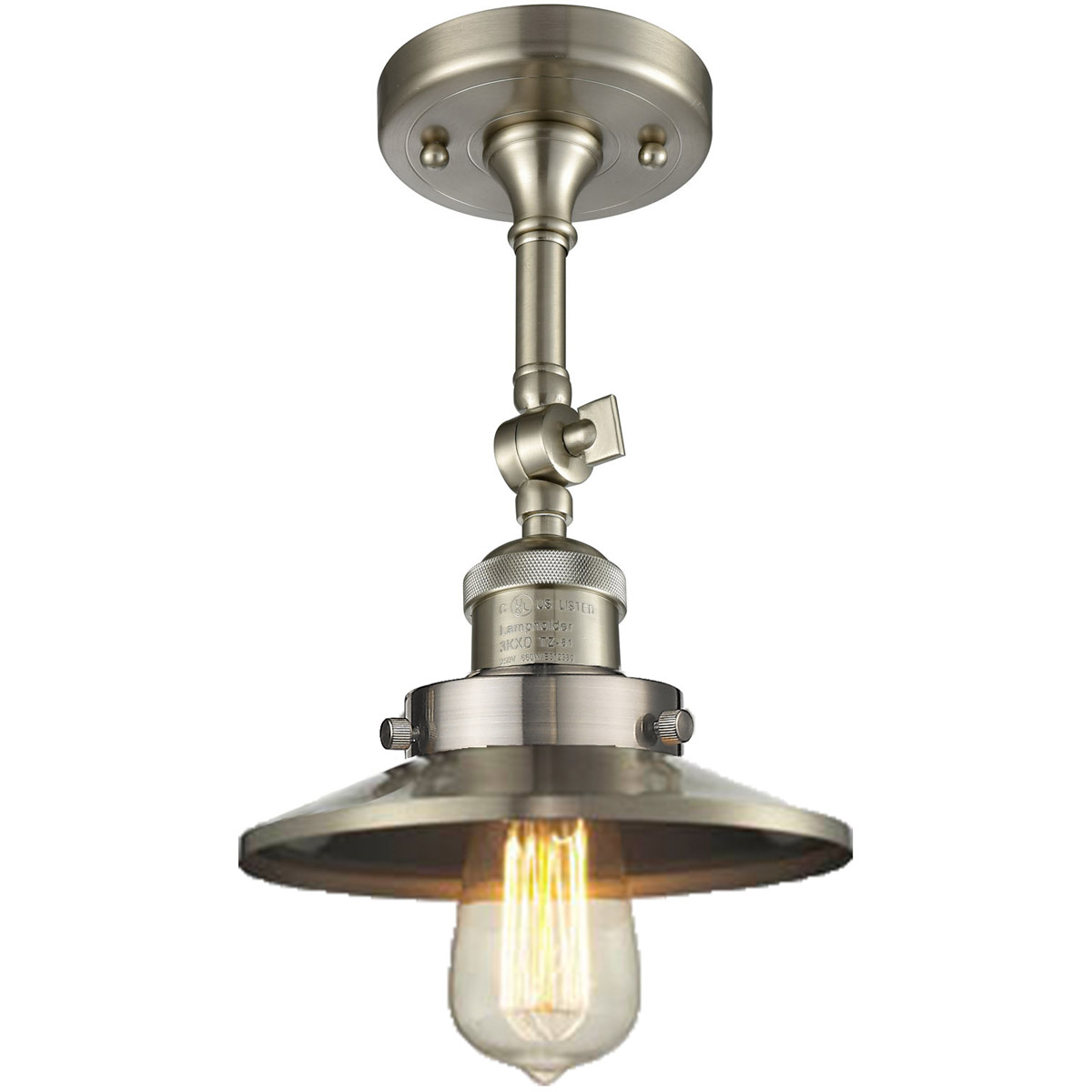 Franklin Restoration Railroad LED 8 inch Brushed Satin Nickel Semi-Flush Mount Ceiling Light, Franklin Restoration