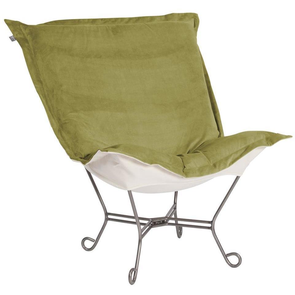 Puff Titanium Frame with Bella Moss Scroll Chair with Cover