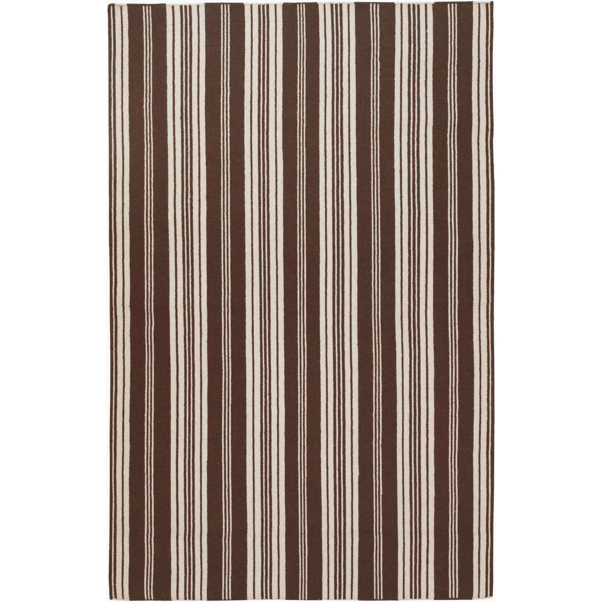 Farmhouse Stripes 66 X 42 inch Khaki, Dark Brown Rug