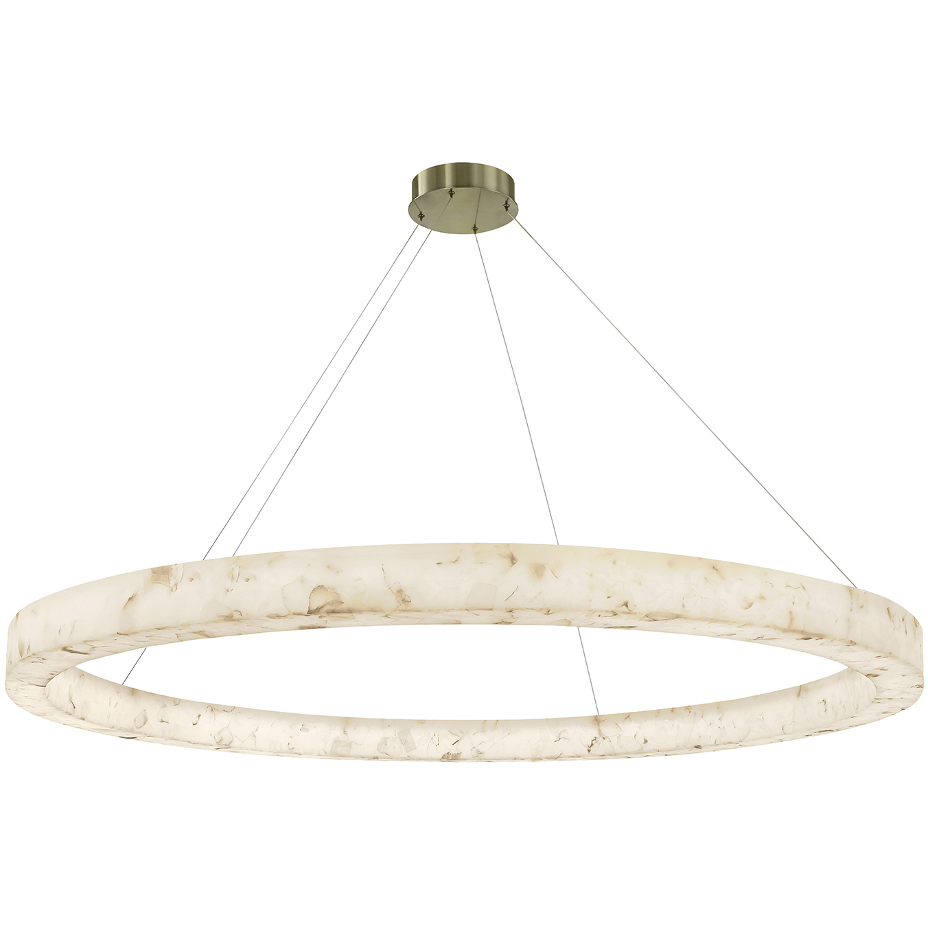 Alabaster Rocks Collection - Medley Family 62 inch Brushed Brass and Alabaster Rocks Pendant Ceiling Light in 62" D x 62" W x 3.5" H, EVOLV