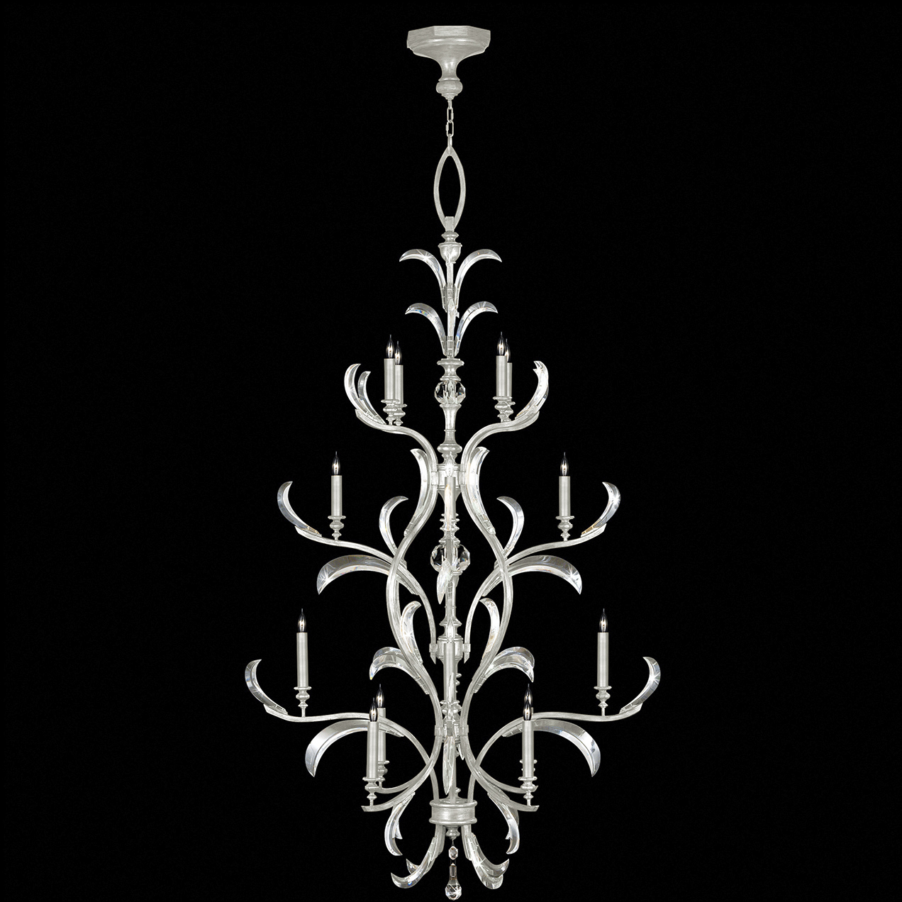 Beveled Arcs 16 Light 48 inch Silver Chandelier Ceiling Light