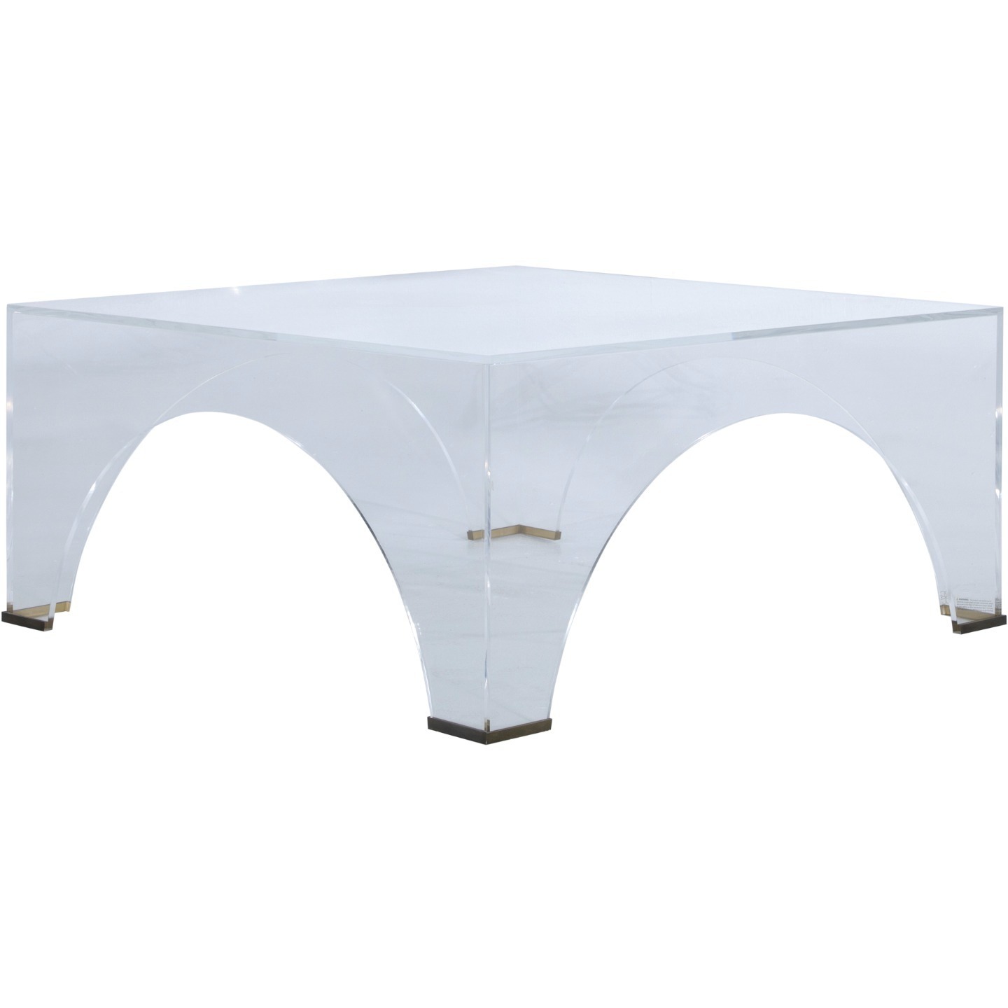 Cindy 40 X 40 inch Clear Acrylic / Brushed Brass Coffee Table