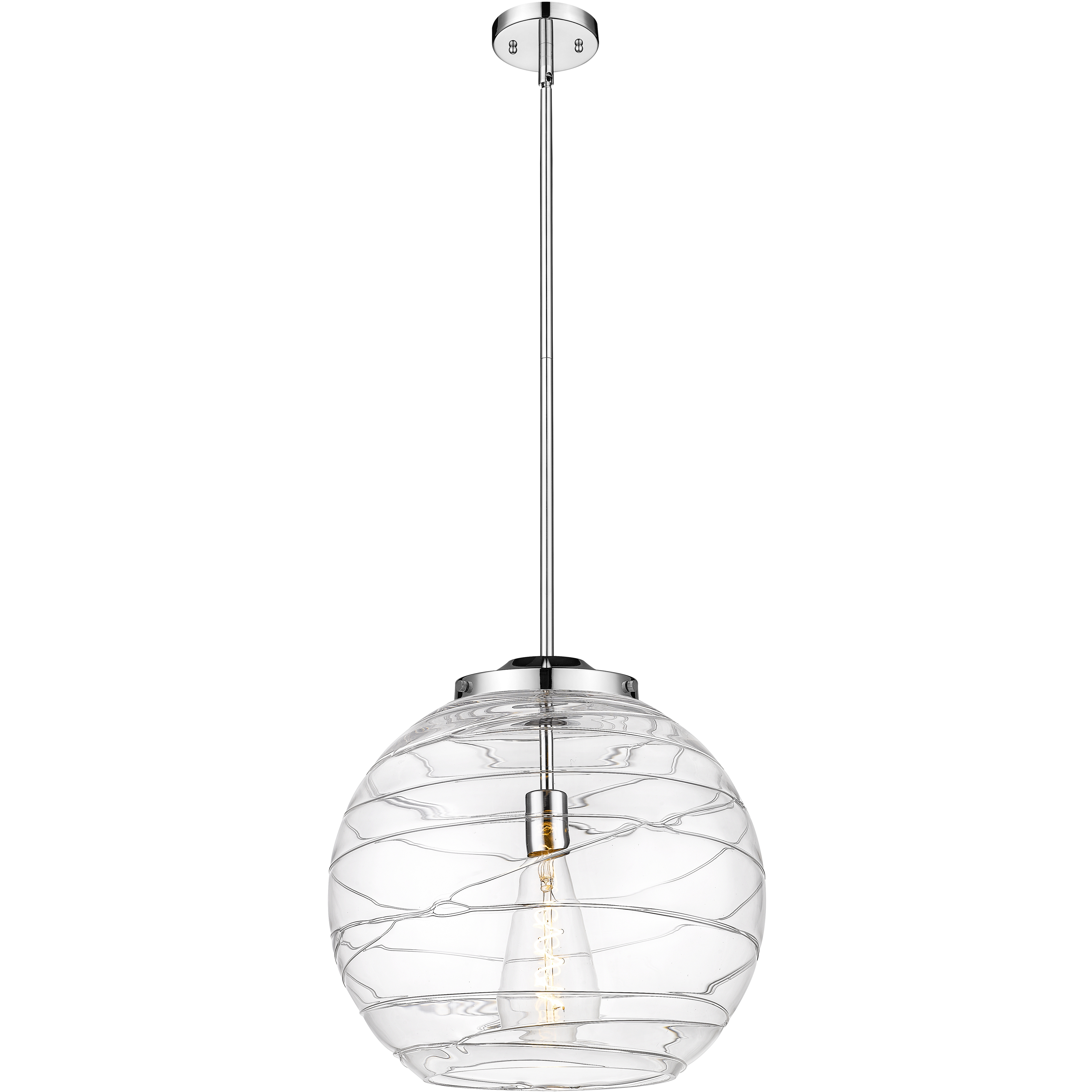 Ballston Athens Deco Swirl LED 15.75 inch Polished Chrome Pendant Ceiling Light in Clear Deco Swirl
