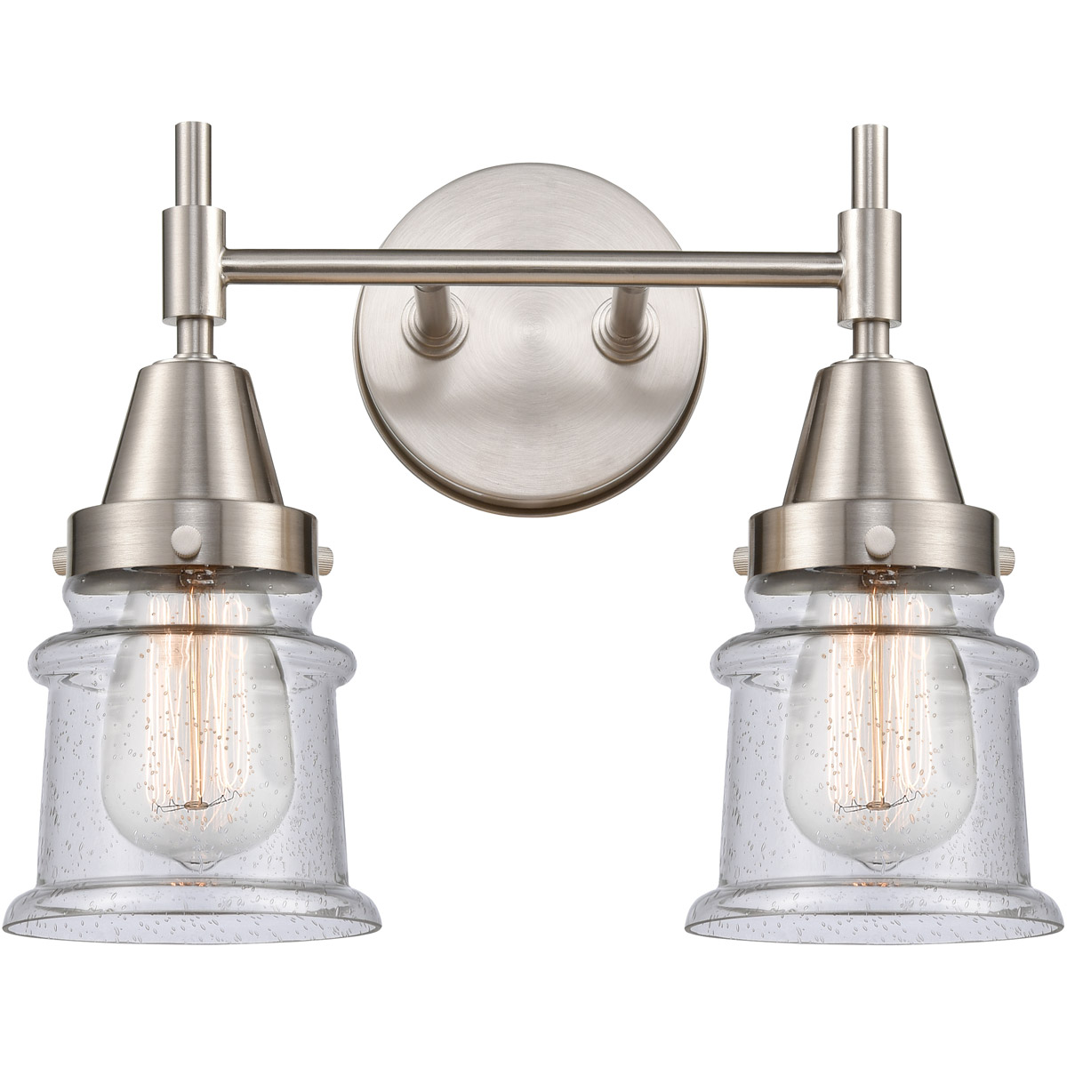 Caden 2 Light 14 inch Satin Nickel Bath Vanity Light Wall Light in Seedy Glass