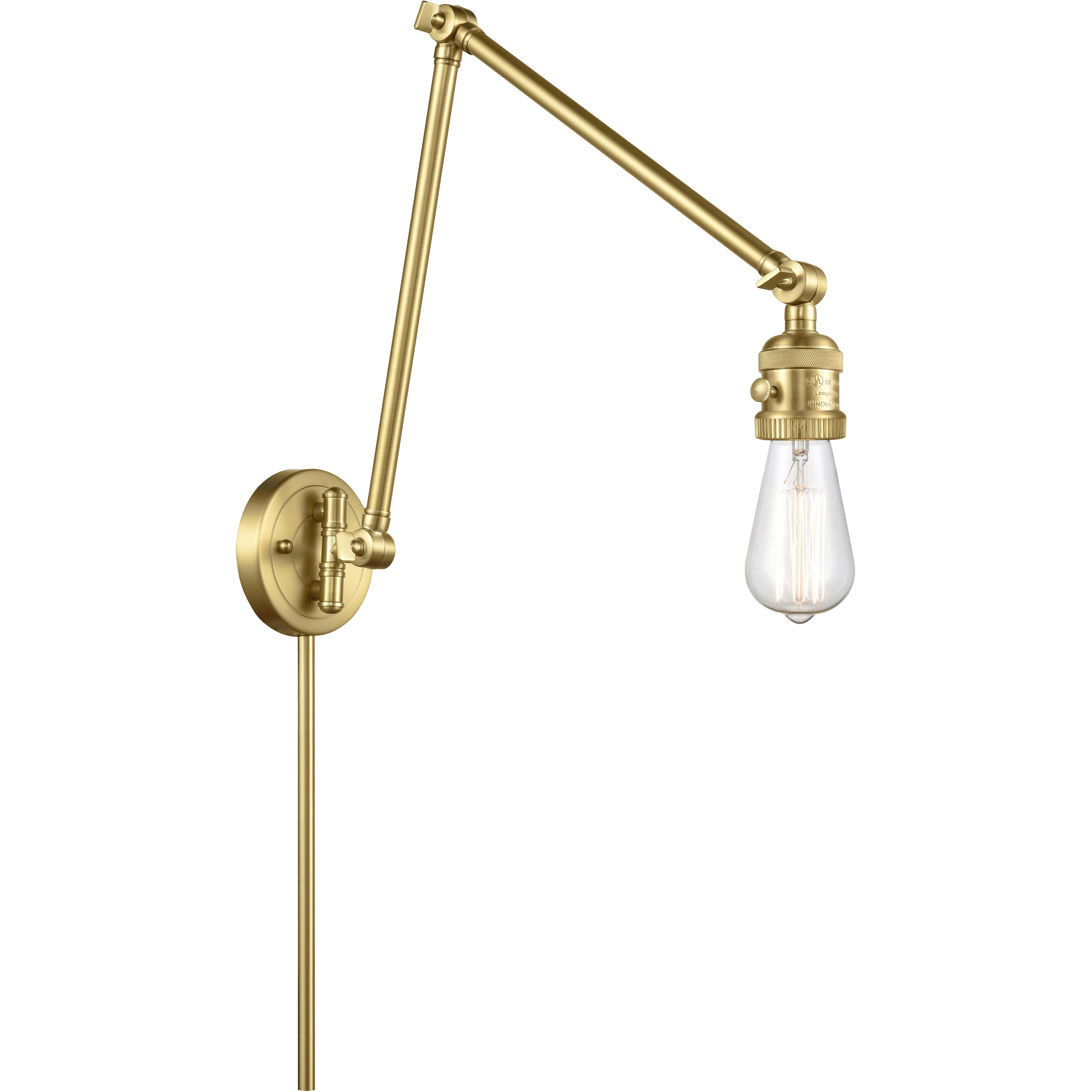 Franklin Restoration Bare Bulb 30 inch 60.00 watt Satin Gold Swing Arm Wall Light