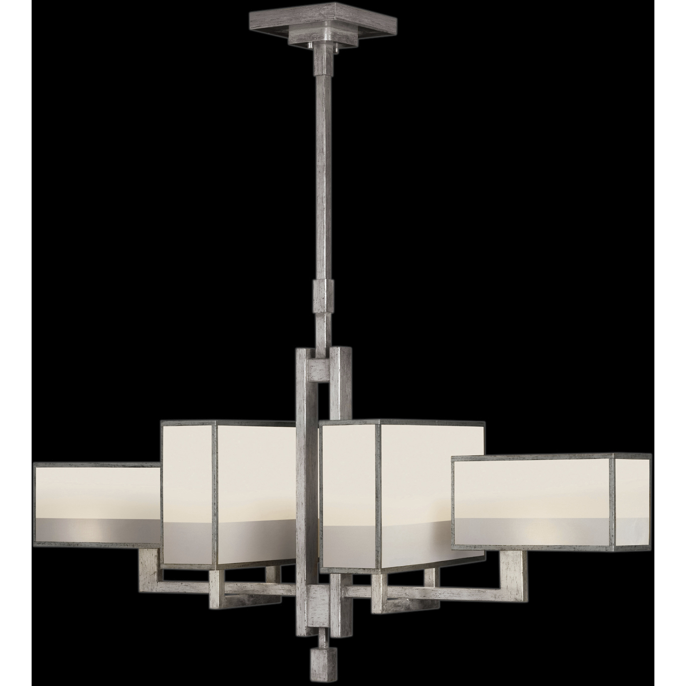 Perspectives 6 Light 42 inch Silver Chandelier Ceiling Light in White Crepe