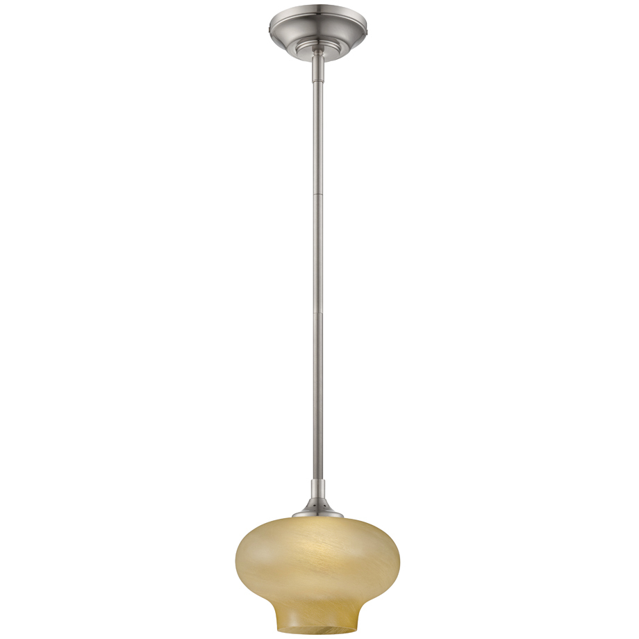 Eco-Gem LED 7.75 inch Satin Platinum Mini Pendant Ceiling Light in Tea Stained French Swirl