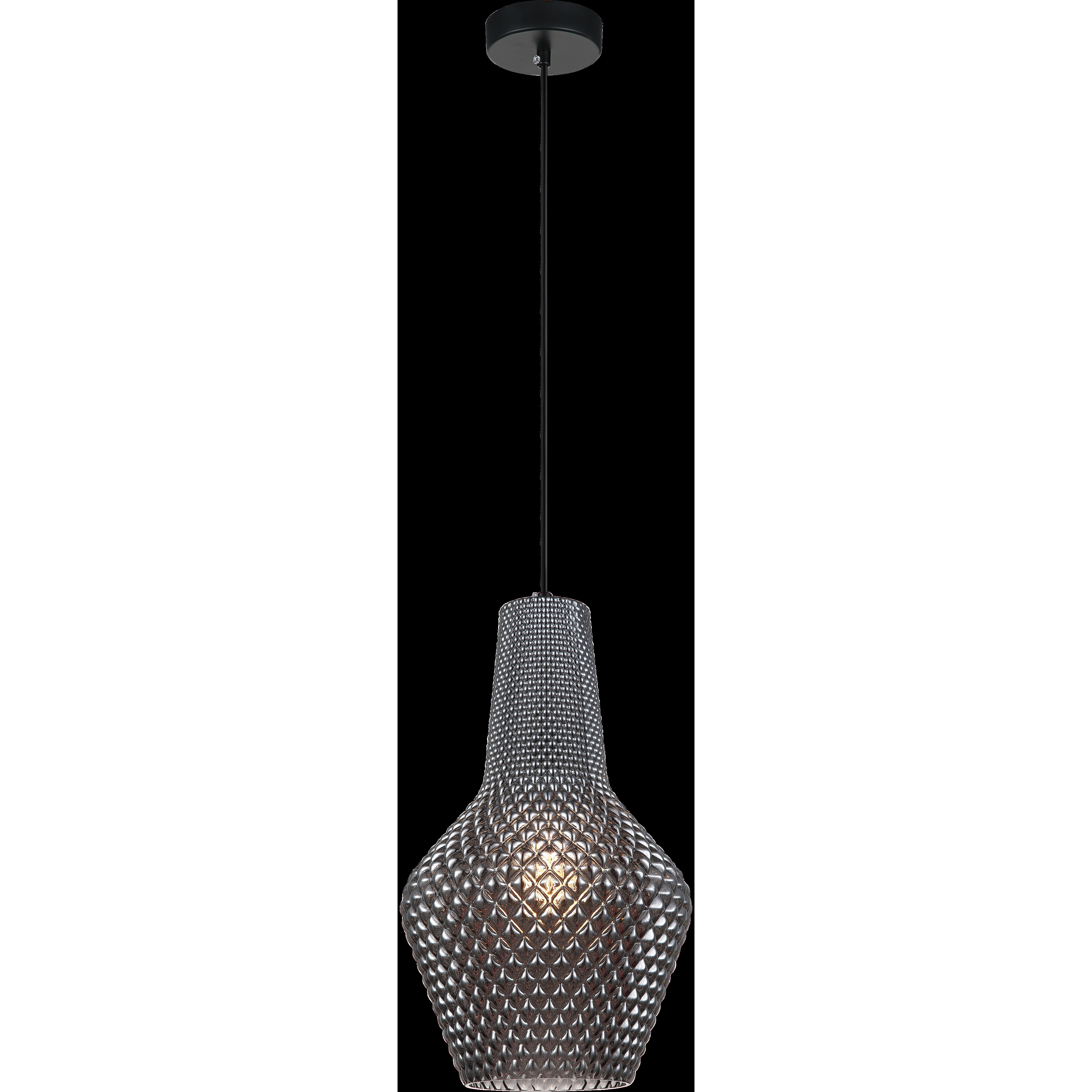 Quilted Gem 1 Light 9.88 inch Matte Black Pendant Ceiling Light in Smoke