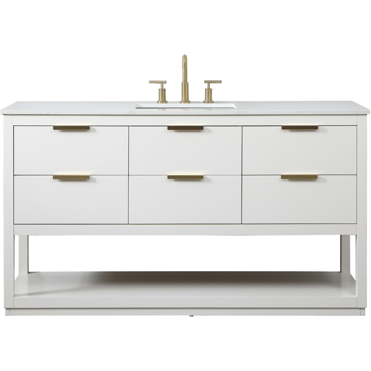 Larkin 60 X 22 X 34 inch White Vanity Sink Set in 1