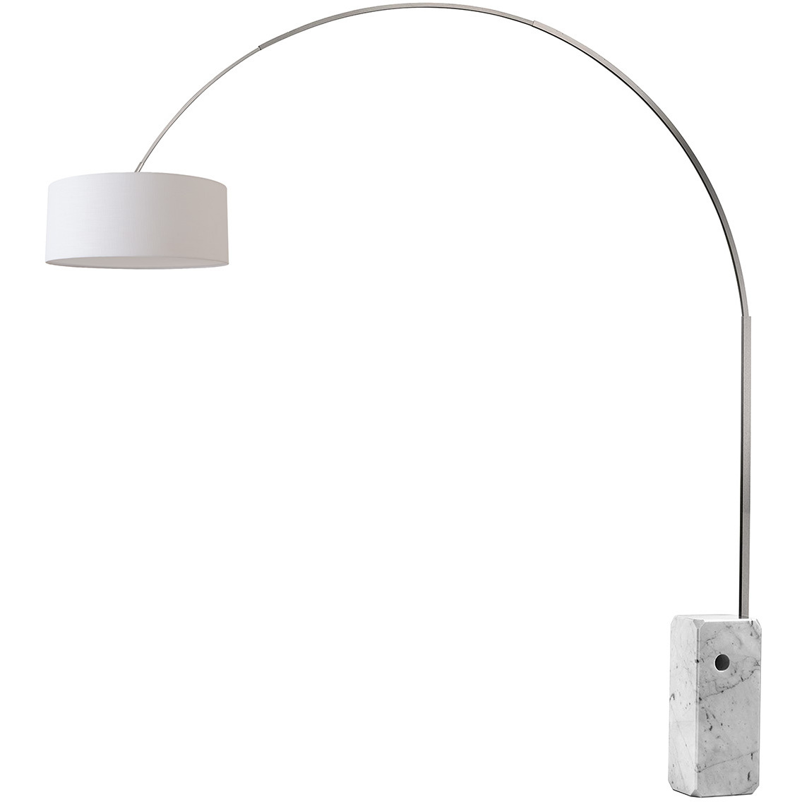 Iconic 95 inch 14 watt Satin Nickel and White Arc Floor Lamp Portable Light in White Linen