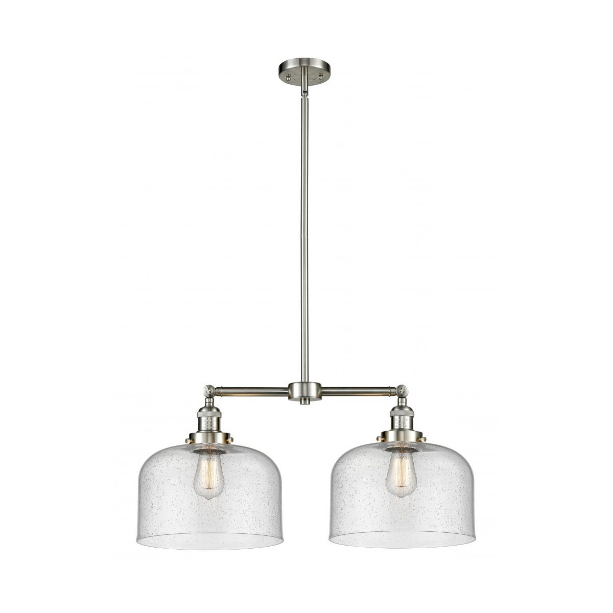 Franklin Restoration X-Large Bell LED 21 inch Brushed Satin Nickel Chandelier Ceiling Light in Seedy Glass, Franklin Restoration