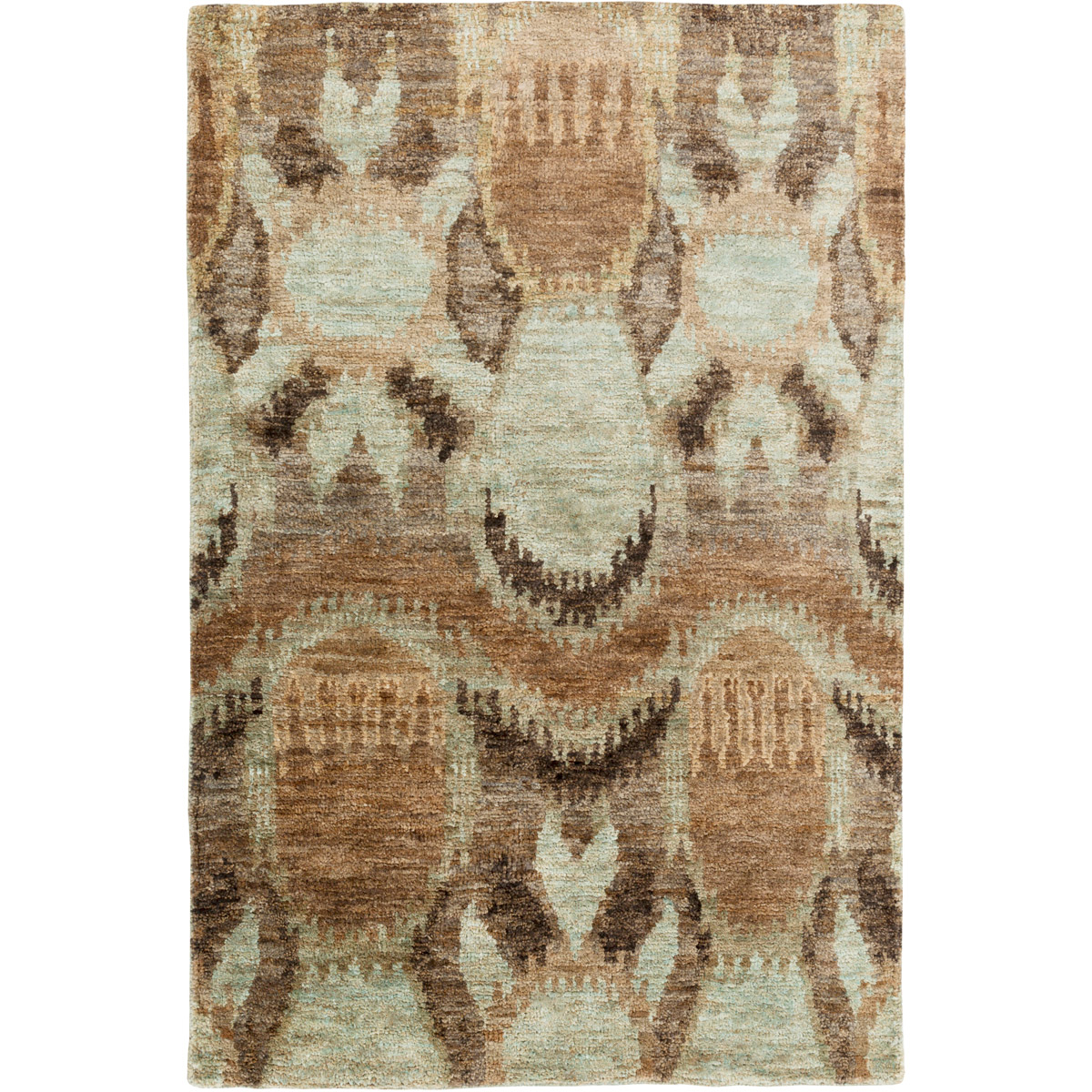 Scarborough 96 X 60 inch Khaki, Dark Green, Tan, Dark Brown, White Rug
