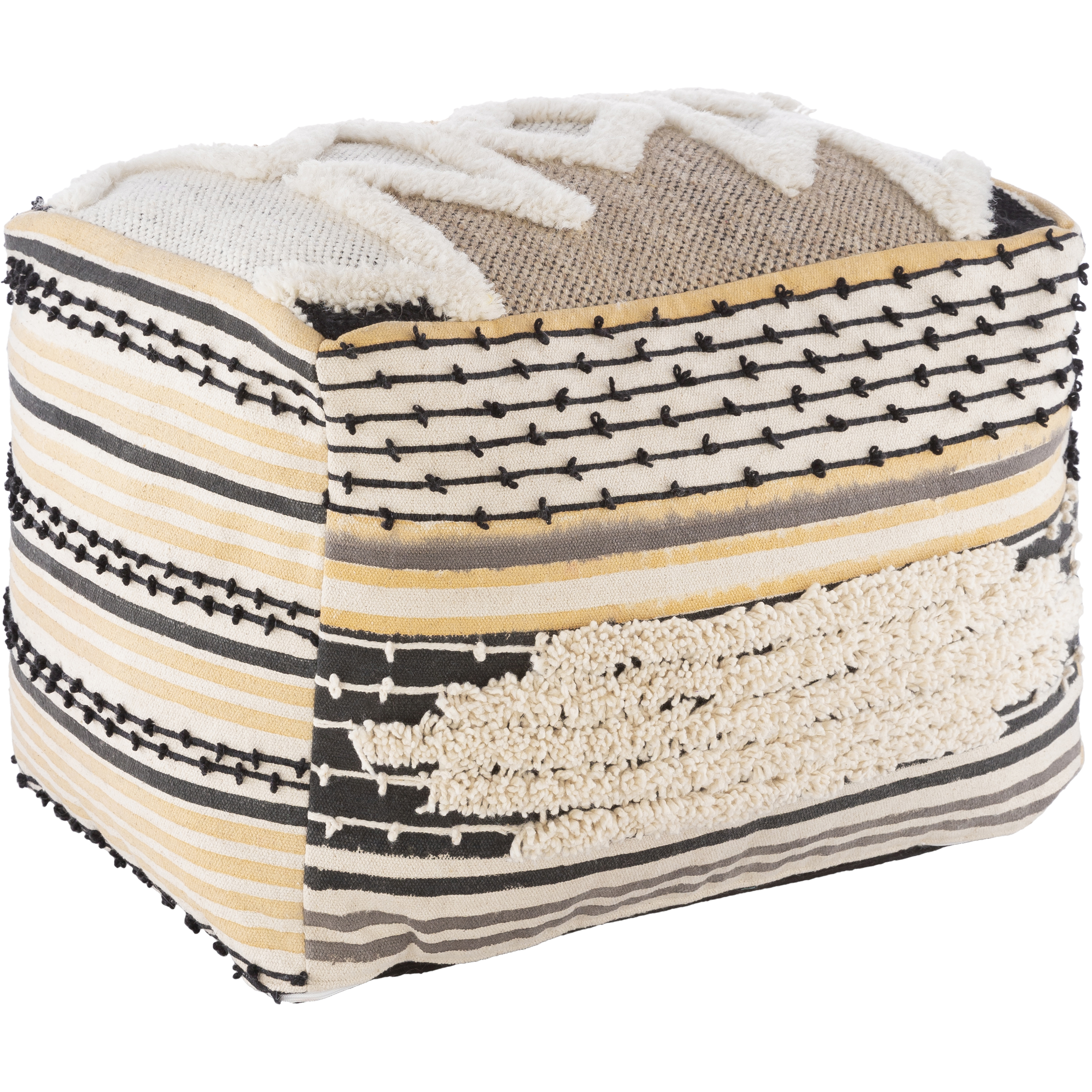Gemma 14 inch Beige Pouf, Rectangle