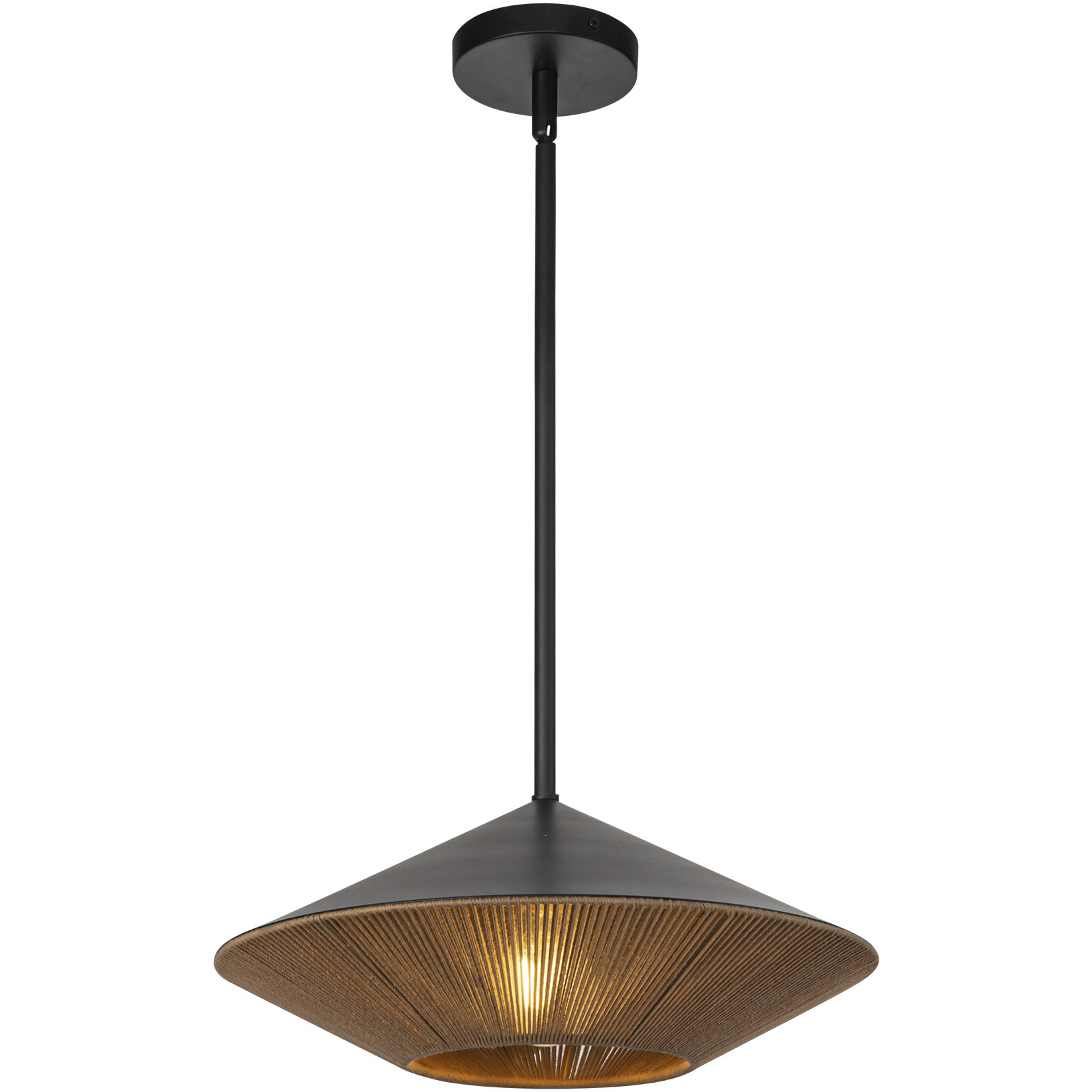 Alora Mood Daphne 1 Light 15 inch Matte Black and Brown Cotton Rope Pendant Ceiling Light