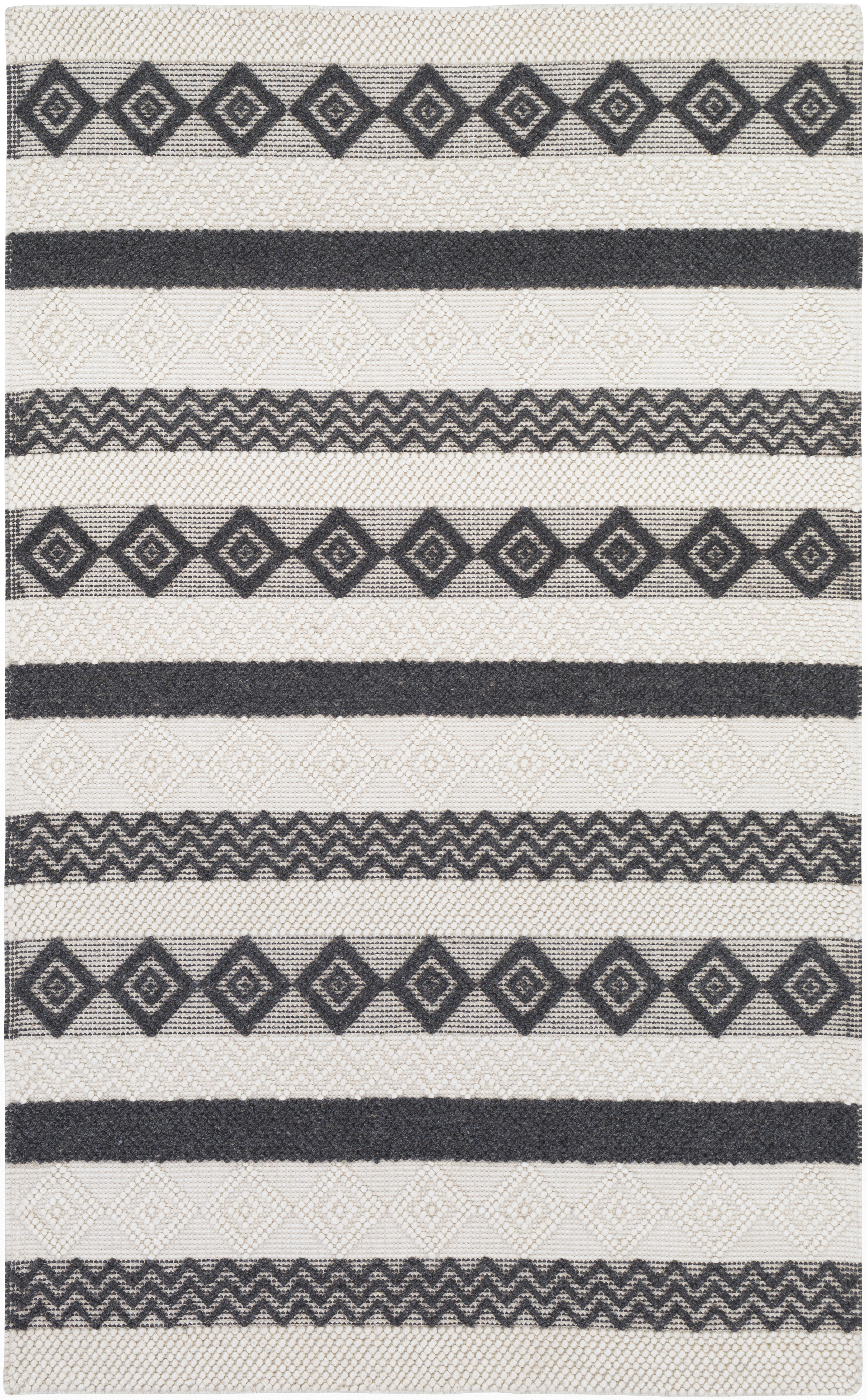 Hygge 60 X 36 inch Black Rug in 3 x 5, Rectangle
