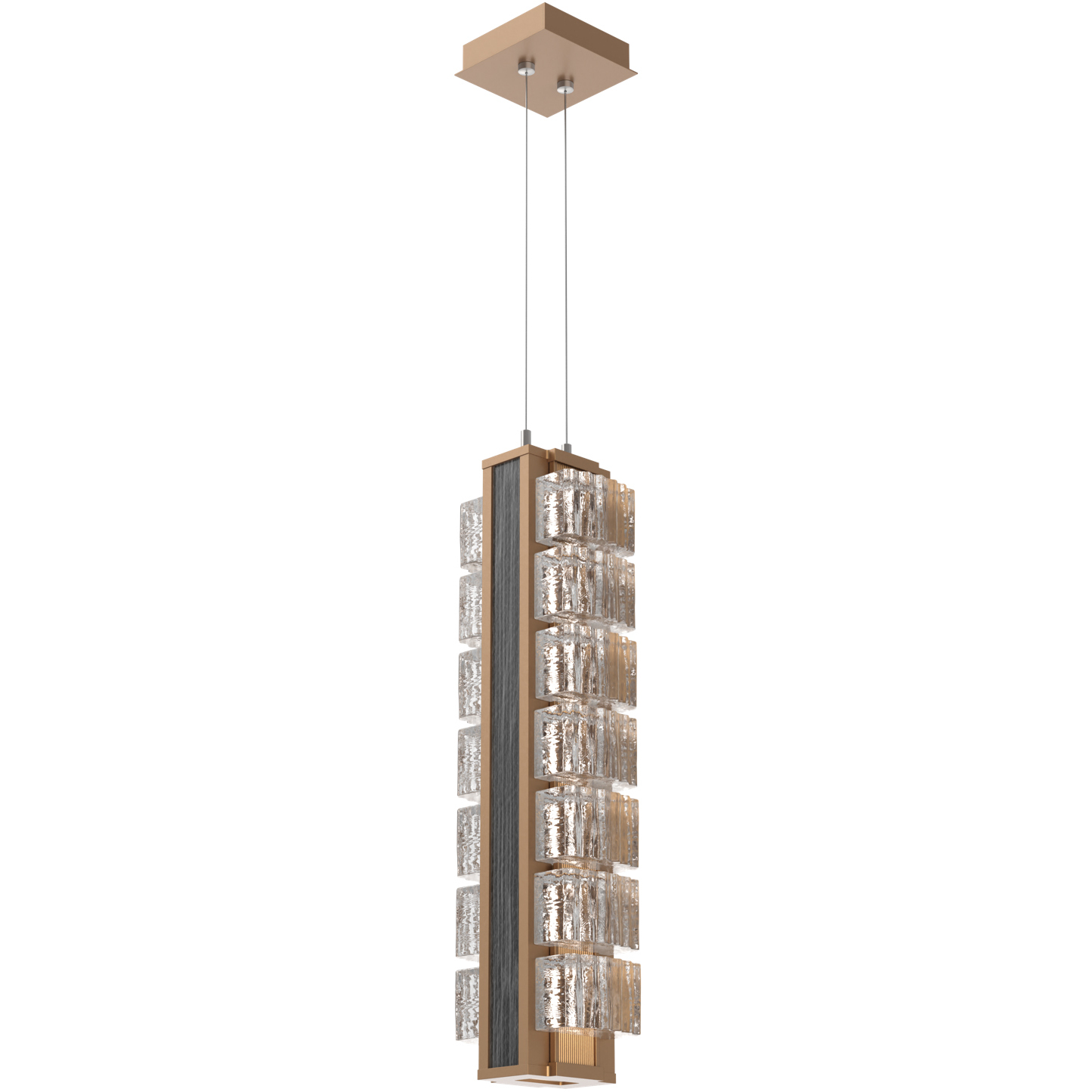 Tessera LED 7.3 inch Novel Brass with Dark Oak Pendant Ceiling Light in 3000K LED, Wave Cast, Large