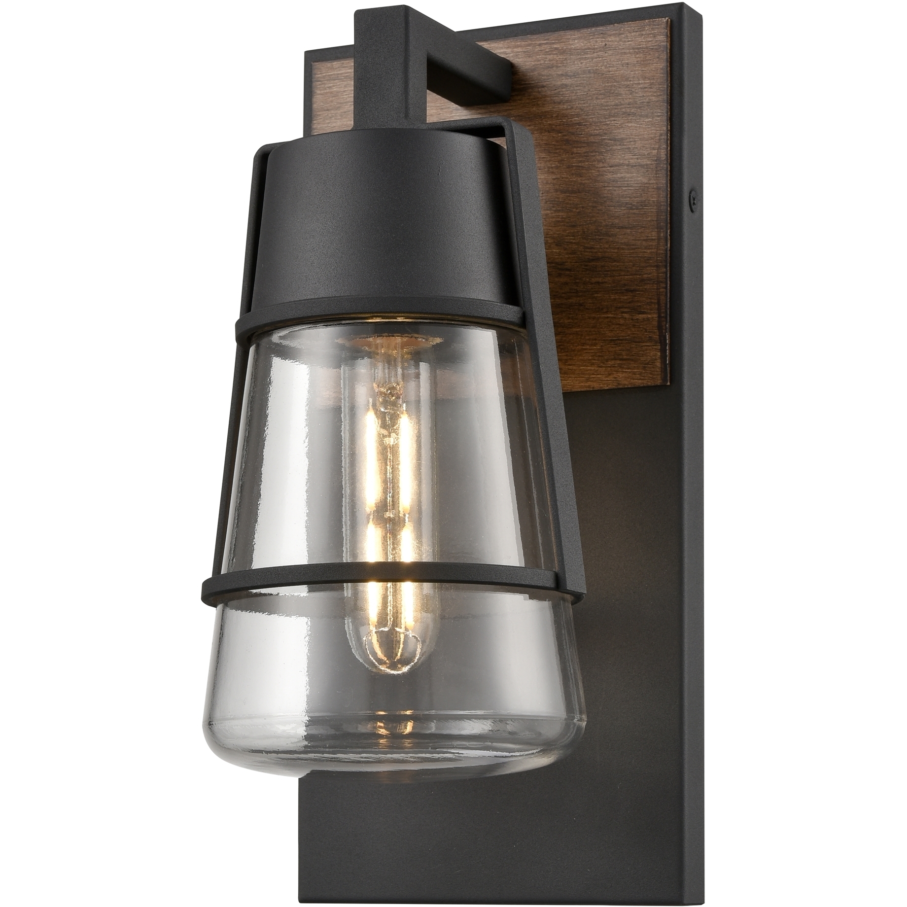 Lake Of The Woods 1 Light 13 inch Black and Ironwood on Metal Outdoor Sconce