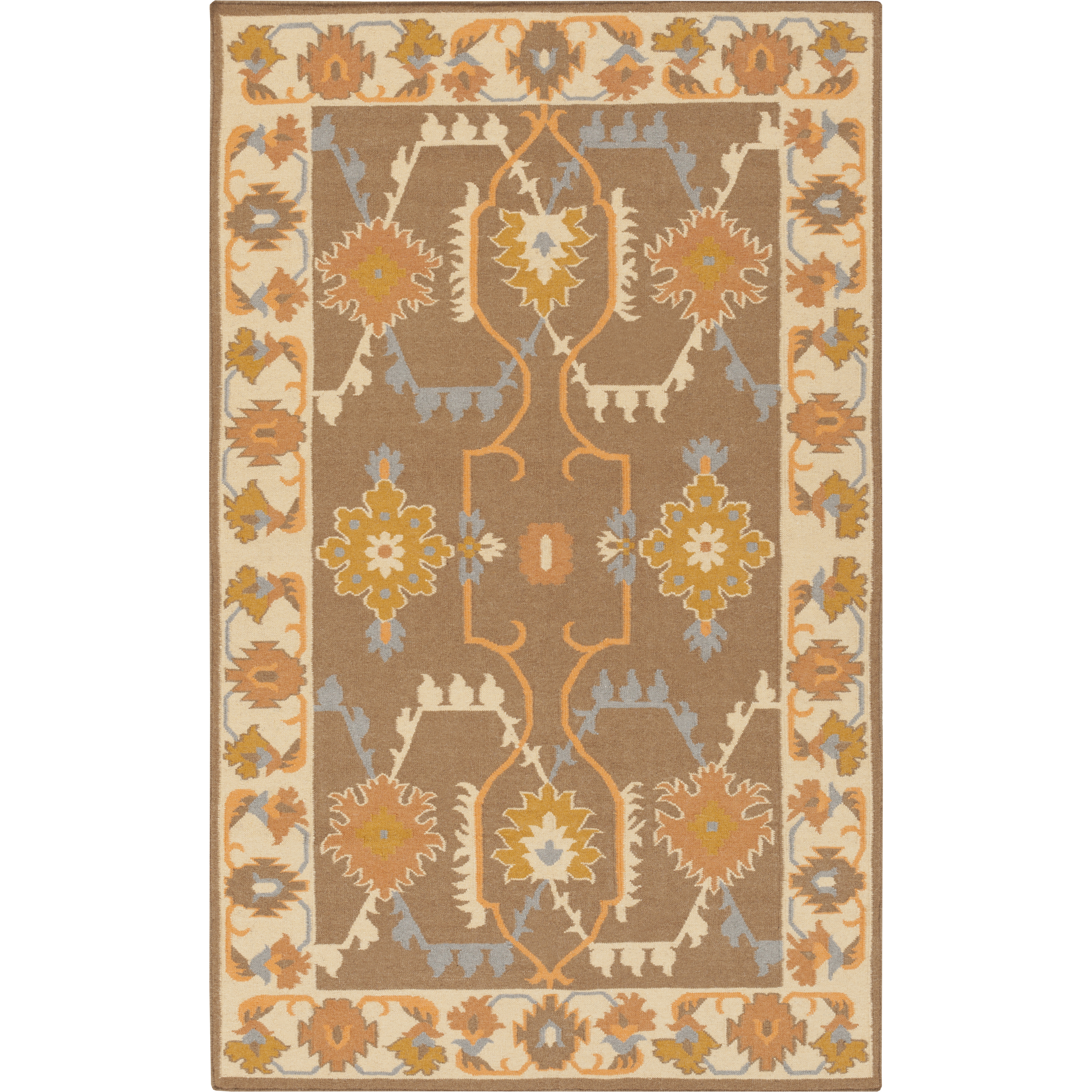 Jewel Tone II 132 X 96 inch Dark Brown, Burnt Orange, Wheat Rug