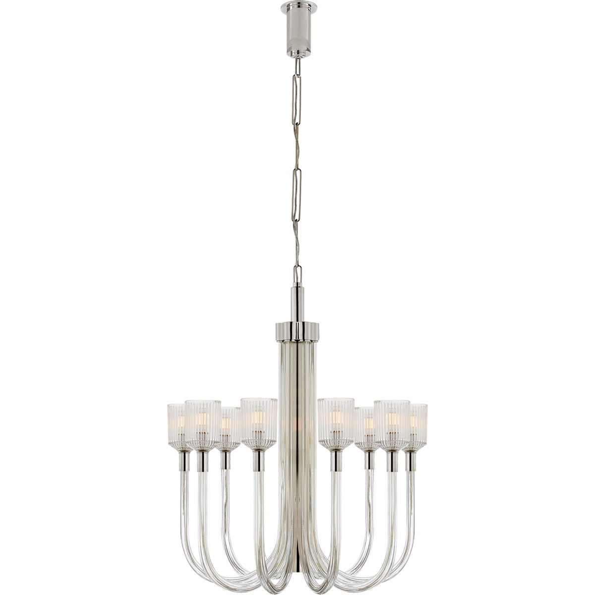 Kelly Wearstler Reverie 10 Light 30 inch Clear Ribbed Glass and Polished Nickel Single Tier Chandelier Ceiling Light in Clear Glass and Polished Nickel, Medium