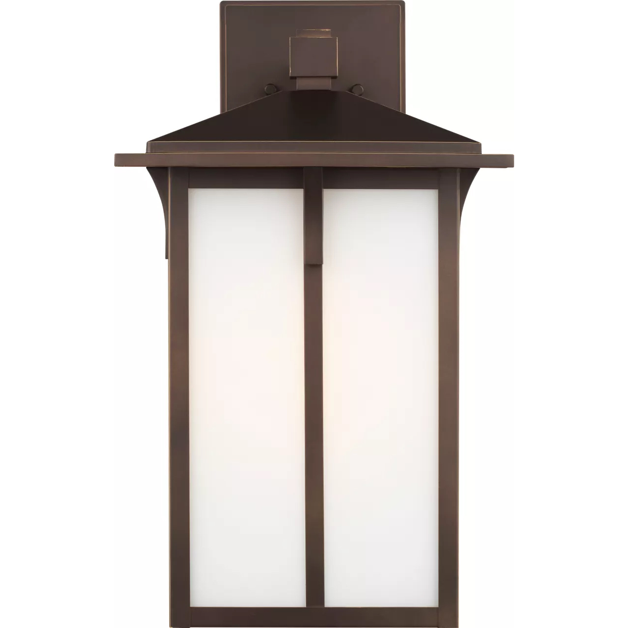 Tomek 1 Light 18 inch Antique Bronze Outdoor Wall Lantern in Etched White Glass, Large