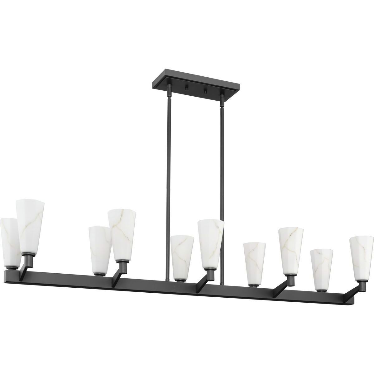 Tosca 10 Light 50 inch Matte Black Linear Chandelier Ceiling Light, Design Series