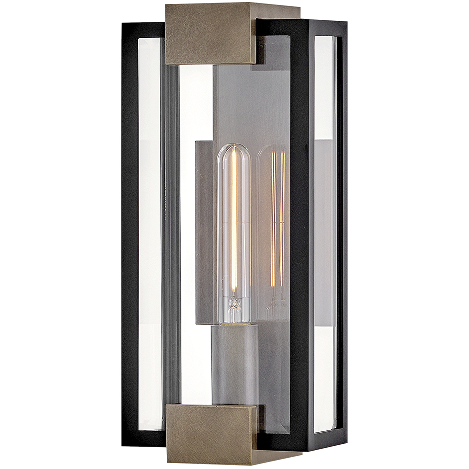 Bergen 1 Light 15 inch Black with Burnished Bronze Outdoor Wall Mount Lantern