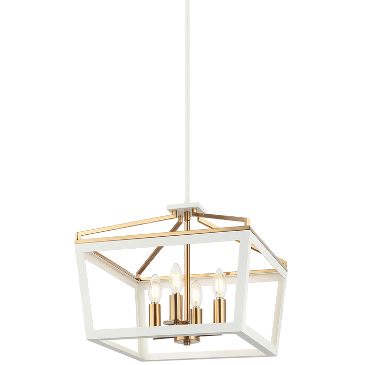 Mavonshire 4 Light 16 inch White and Aged Gold Brass Chandelier Ceiling Light
