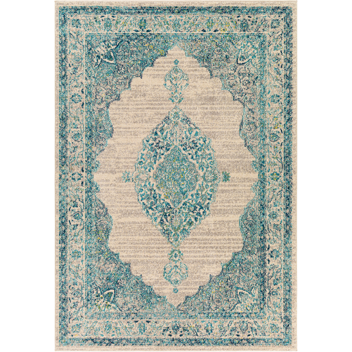Morocco 36 X 24 inch Teal; Multicolored Rug in 2 x 3