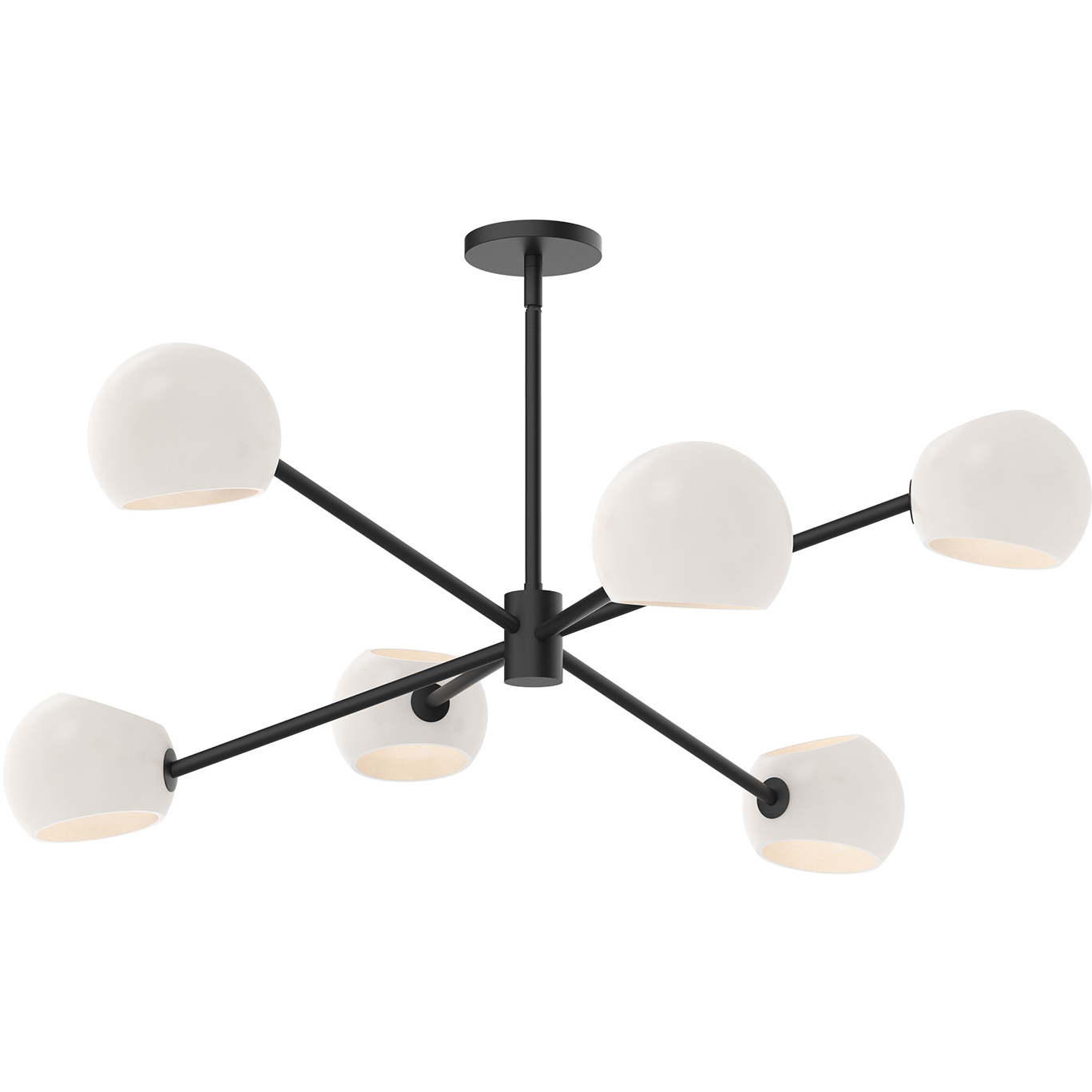 Alora Mood Willow 6 Light 37 inch Matte Black Chandelier Ceiling Light in Matte Opal Glass