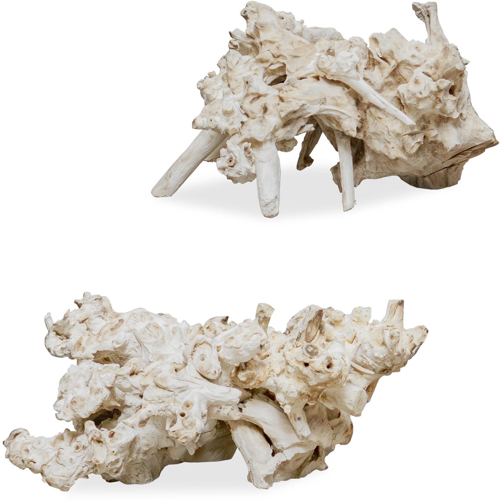 Elemental Root Bleached Residi Wood Outdoor Sculptures, Set of 2