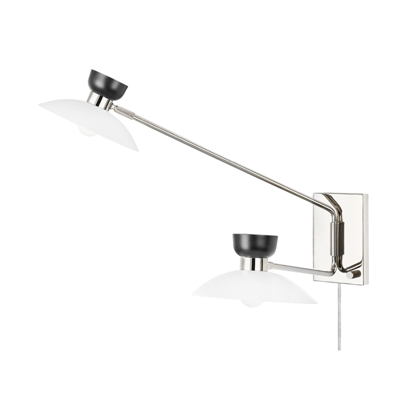 Whitley 60.00 watt Polished Nickel Swing Arm Wall Sconce Wall Light, Plug-In