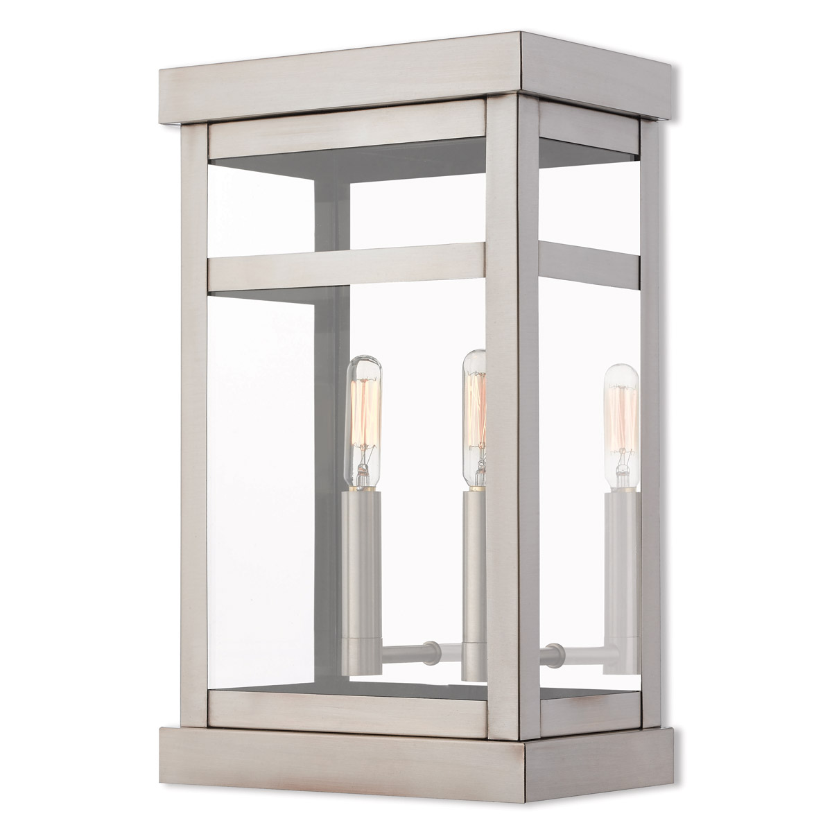 Hopewell 2 Light 15 inch Brushed Nickel with Polished Chrome Stainless Steel Reflector Medium Outdoor Wall Lantern