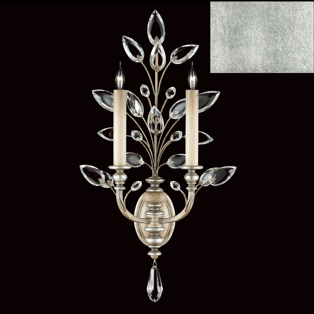 Crystal Laurel 2 Light 20 inch Silver Sconce Wall Light