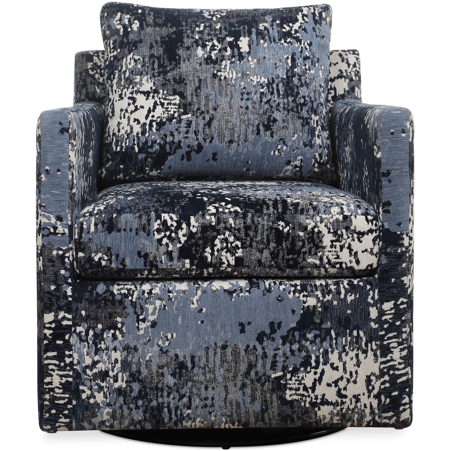 Tisdell White and Gray and Indigo Swivel/Glider Chair