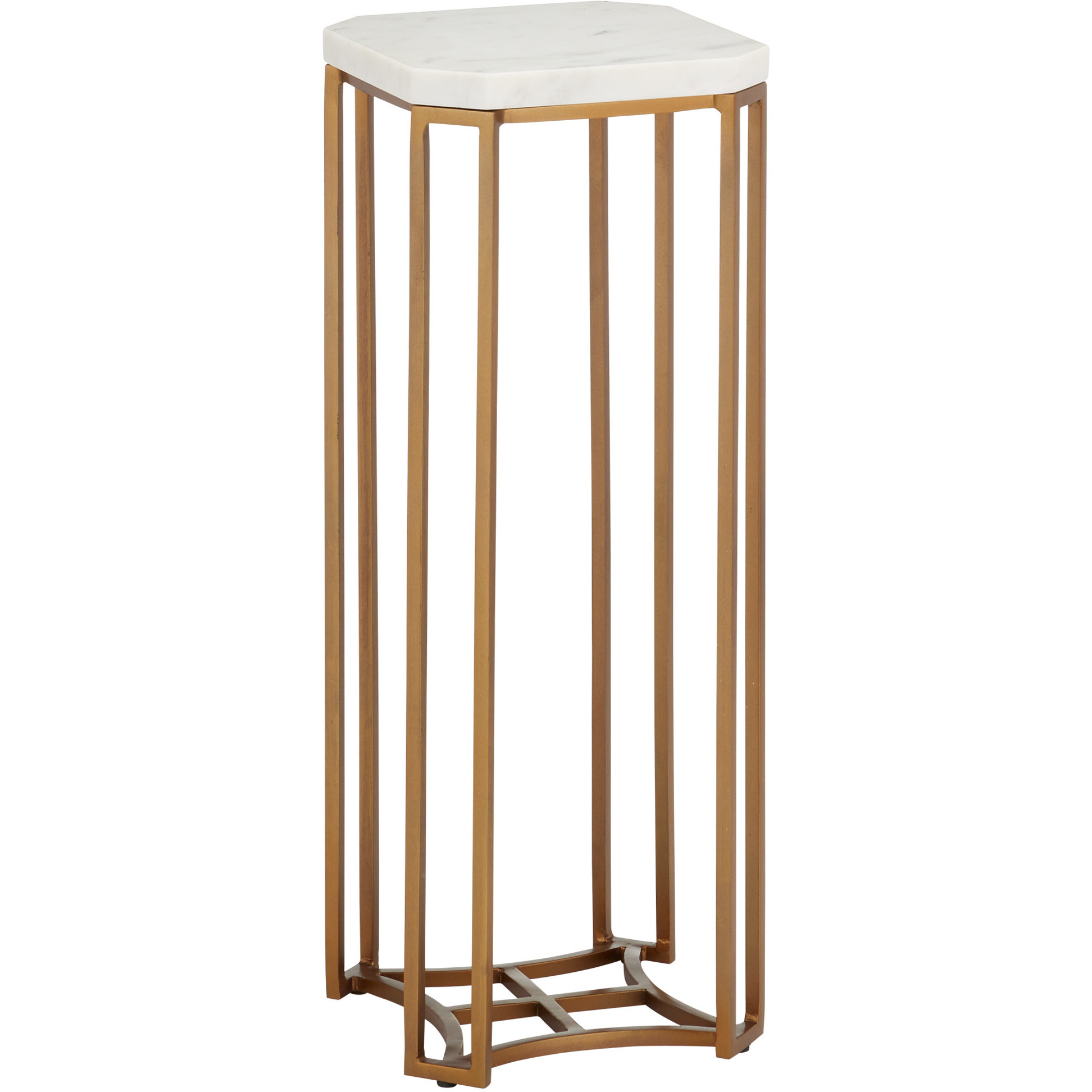 Ocho 22.25 X 8.5 inch White and Antique Brass Drinks Table