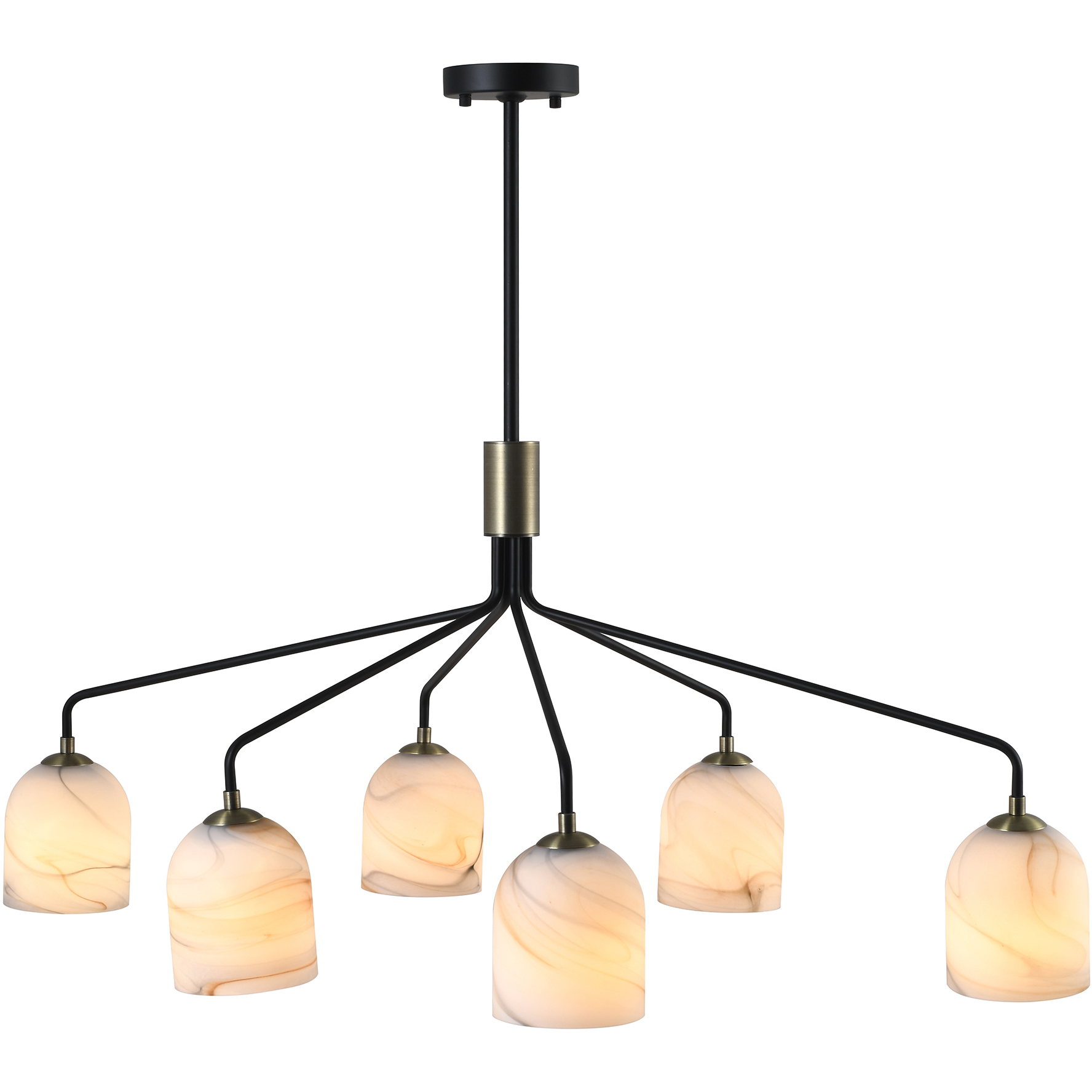 Crema 6 Light 40.55 inch Black and Brushed Brass Chandelier Ceiling Light