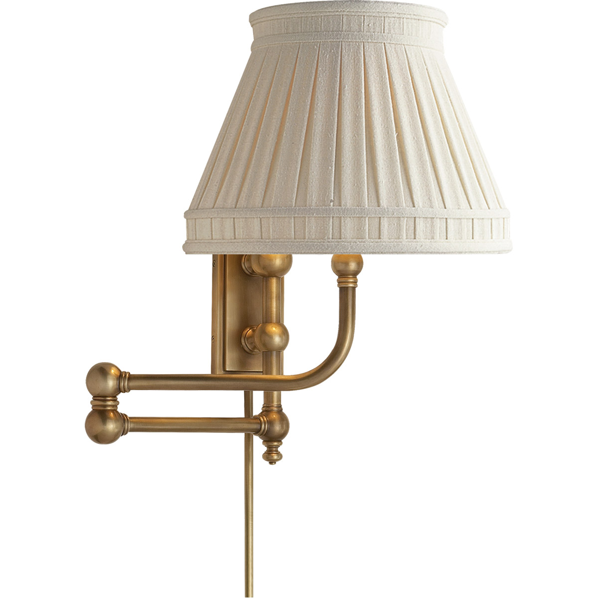 Chapman & Myers Pimlico 25 inch 60 watt Antique-Burnished Brass Swing Arm Wall Light in Linen Collar
