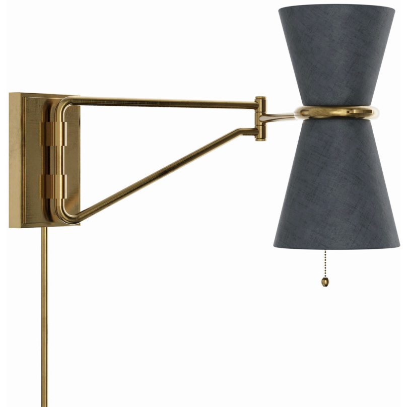 Gable 27.75 inch 40 watt Antique Natural Brass Swing Arm Wall Sconce Wall Light in Storm Blue