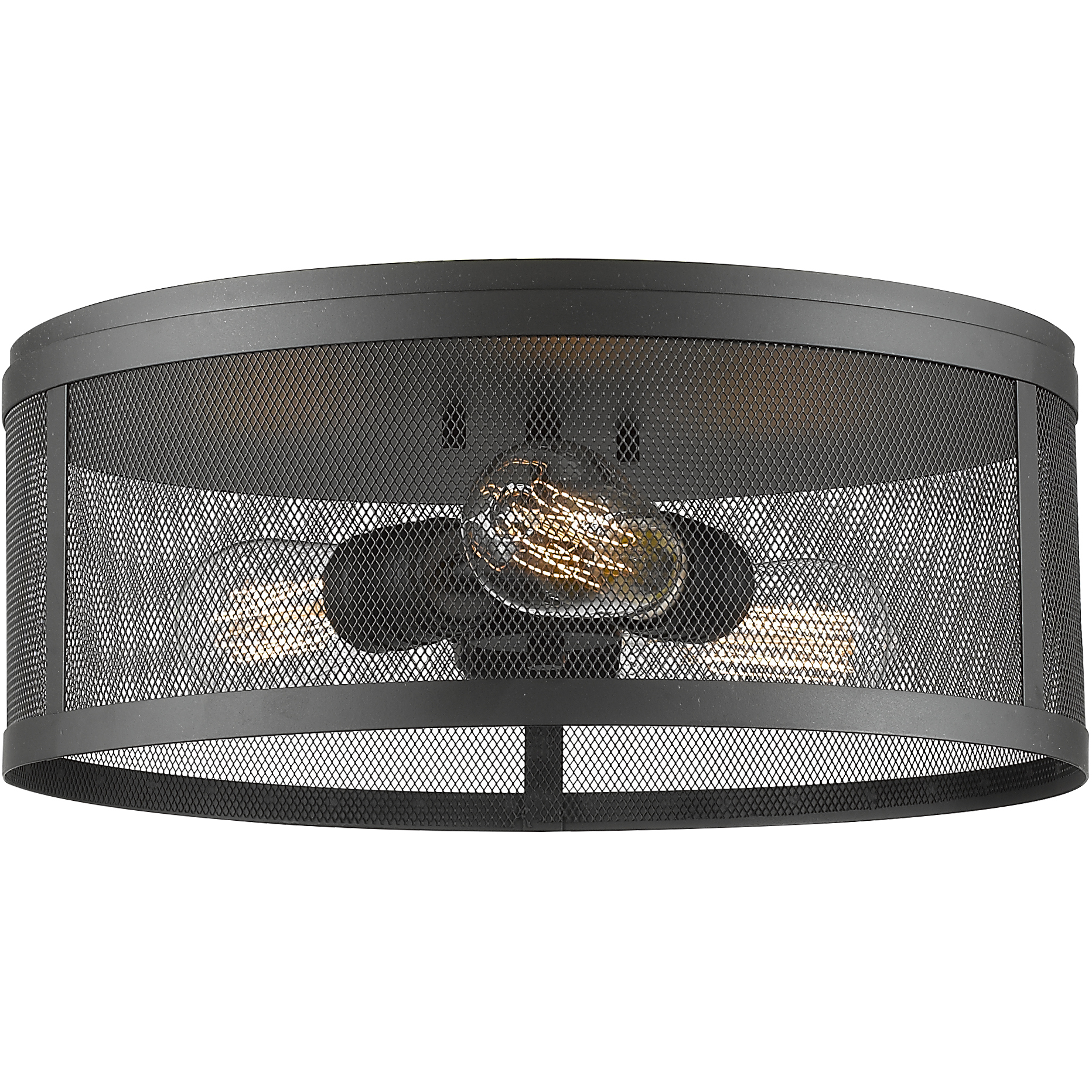 Meshsmith 3 Light 14.88 inch Bronze Flush Mount Ceiling Light in Bronze Steel