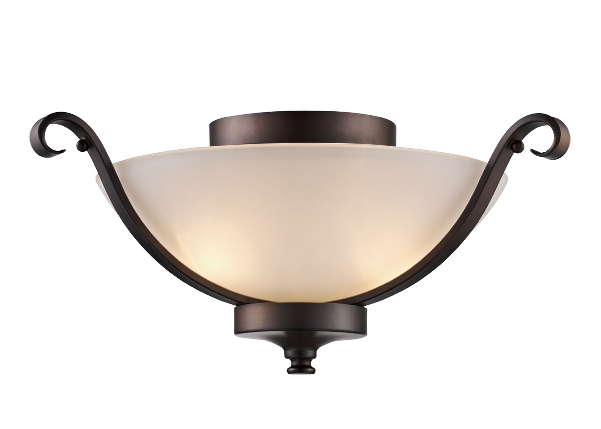 Ballard 2 Light 14 inch Rubbed Oil Bronze Flushmount Ceiling Light