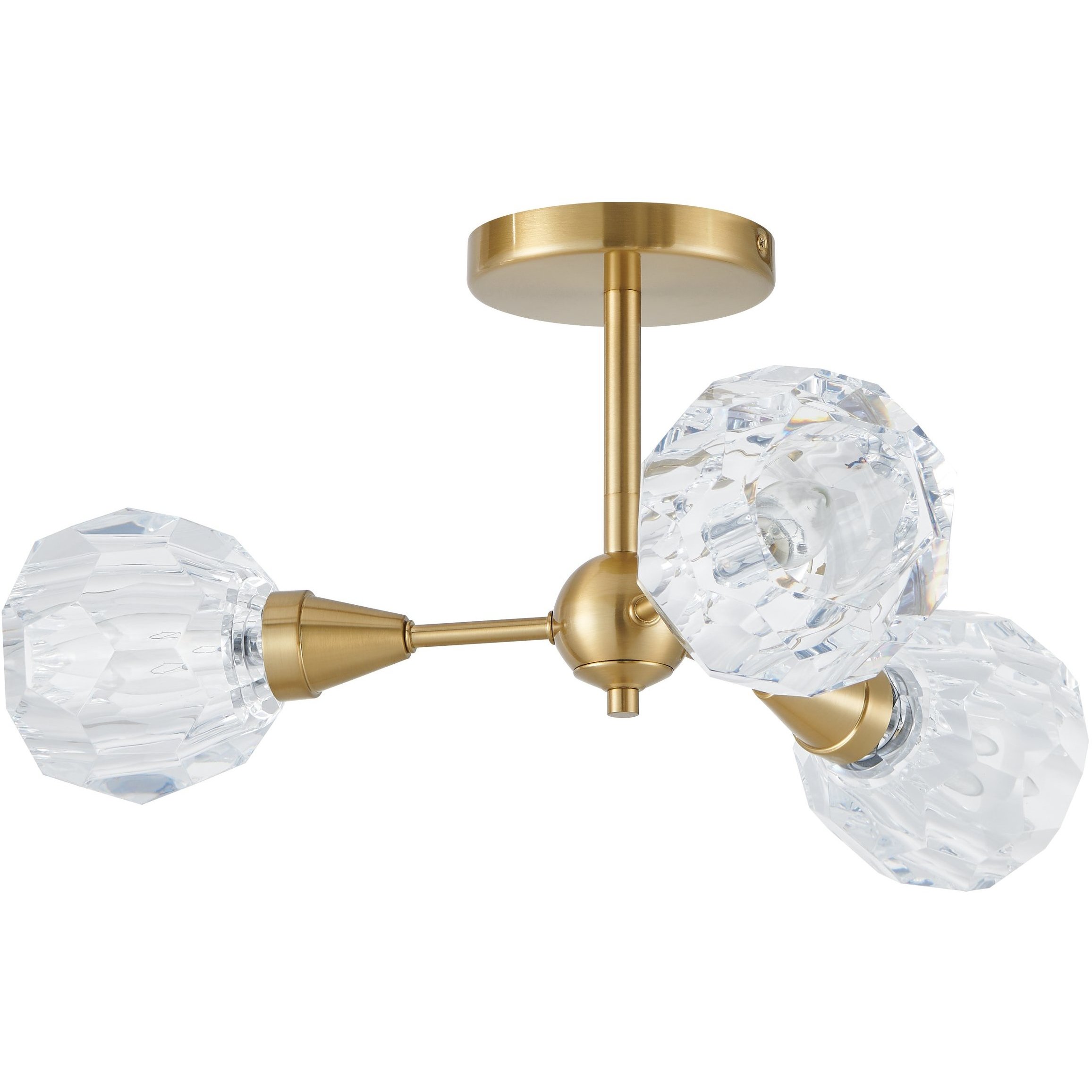 Helena 3 Light 20 inch Brushed Gold Semi-Flush Mount Ceiling Light