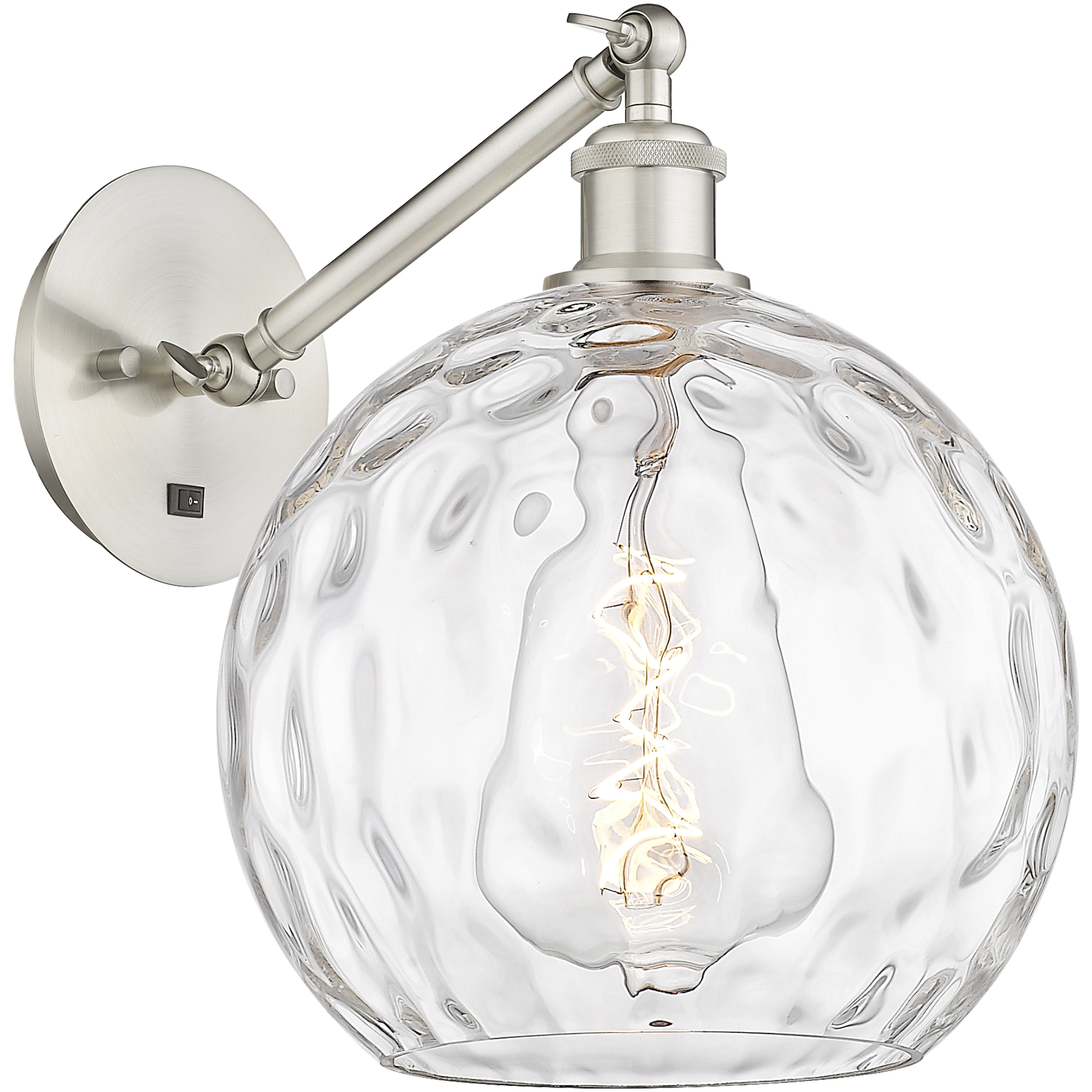Ballston Athens Water Glass Armed Sconce Wall Light in Brushed Satin Nickel